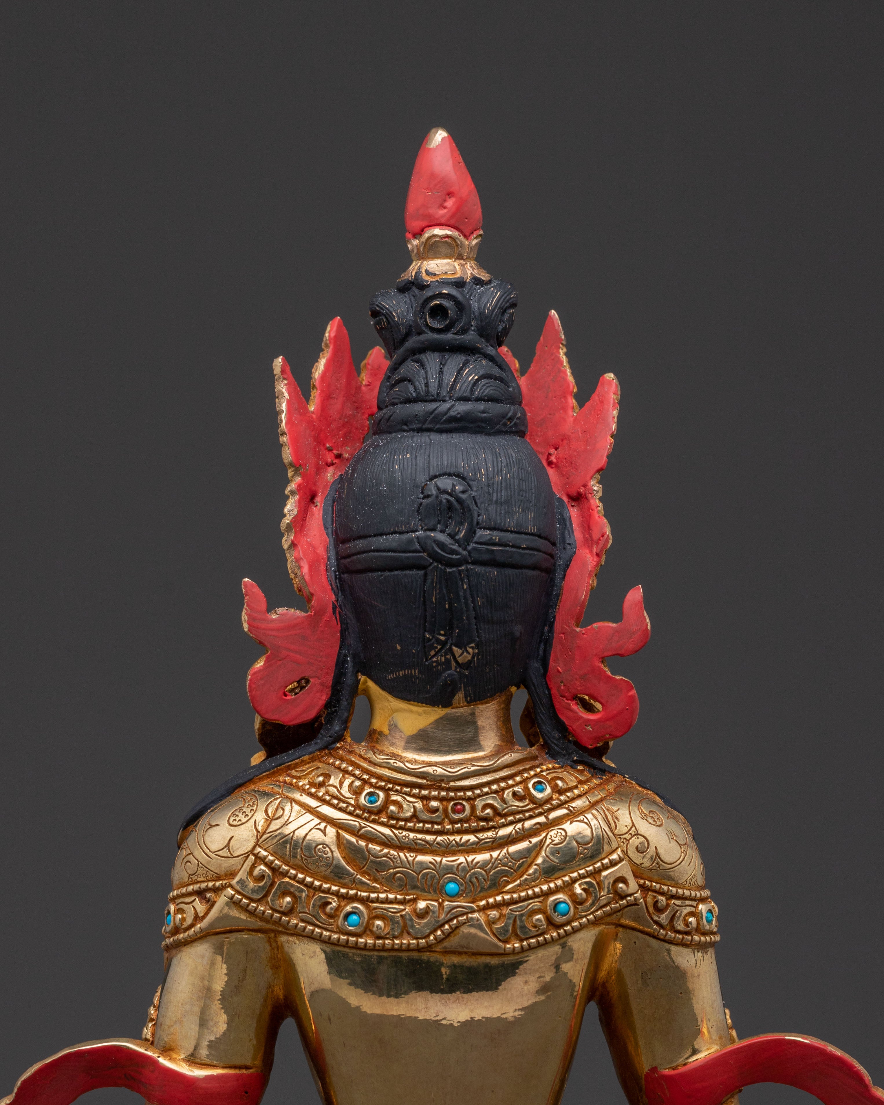 Golden Kshitigarbha Copper Statue | Serene Devotional Art