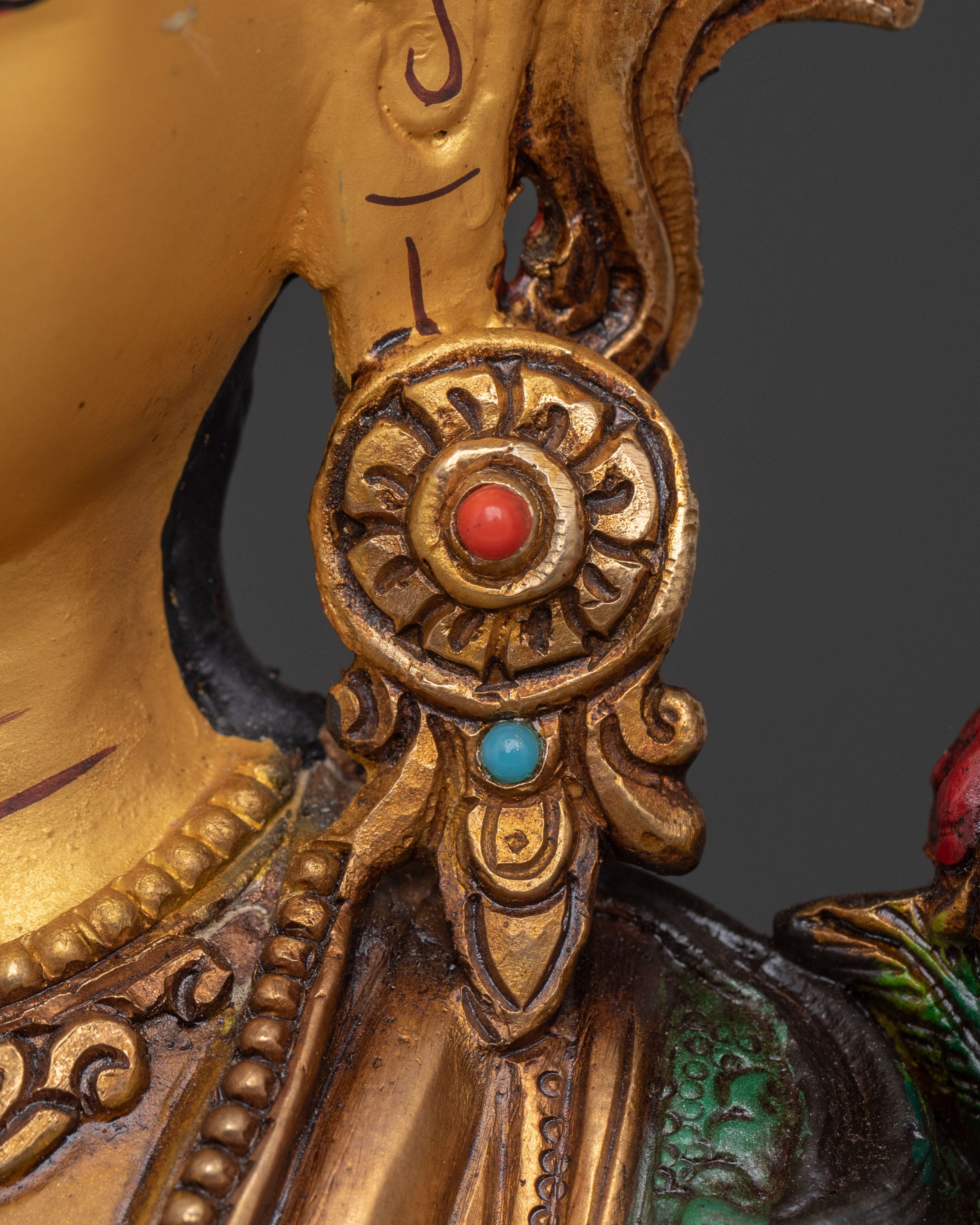 Maitreya Buddha Statue: 24K Gold Gilded Figurine