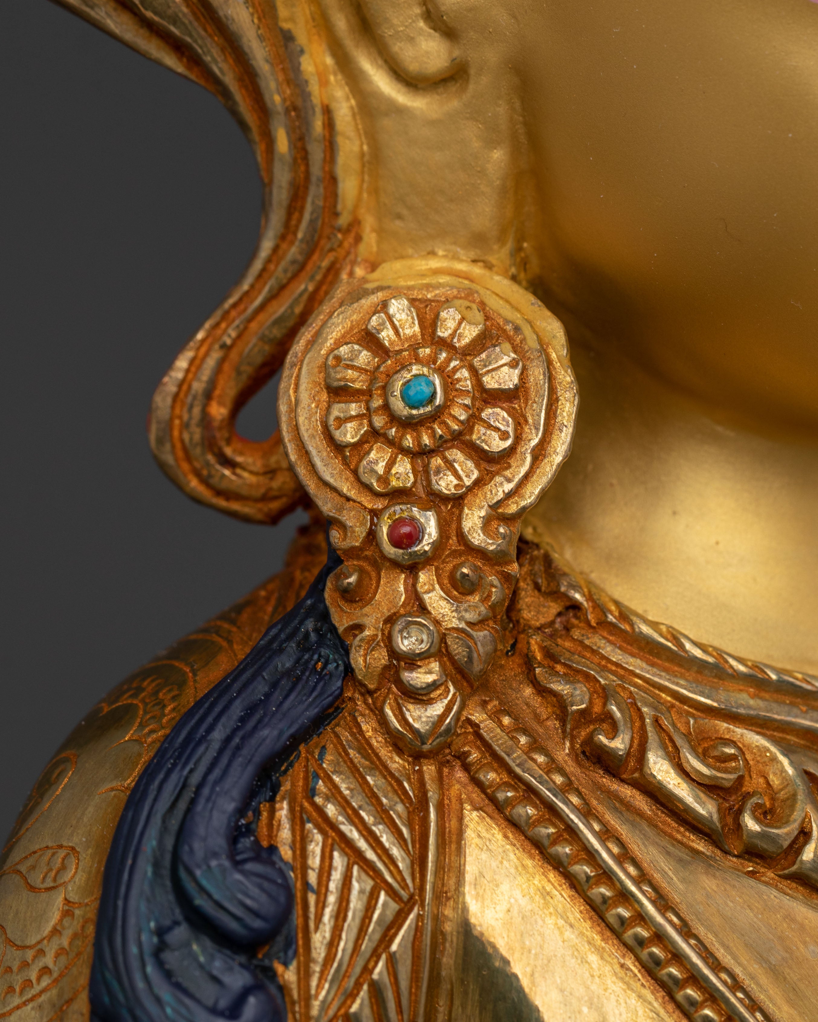 Amitayus Statue: Hand-Gilded 24K Gold Figurine