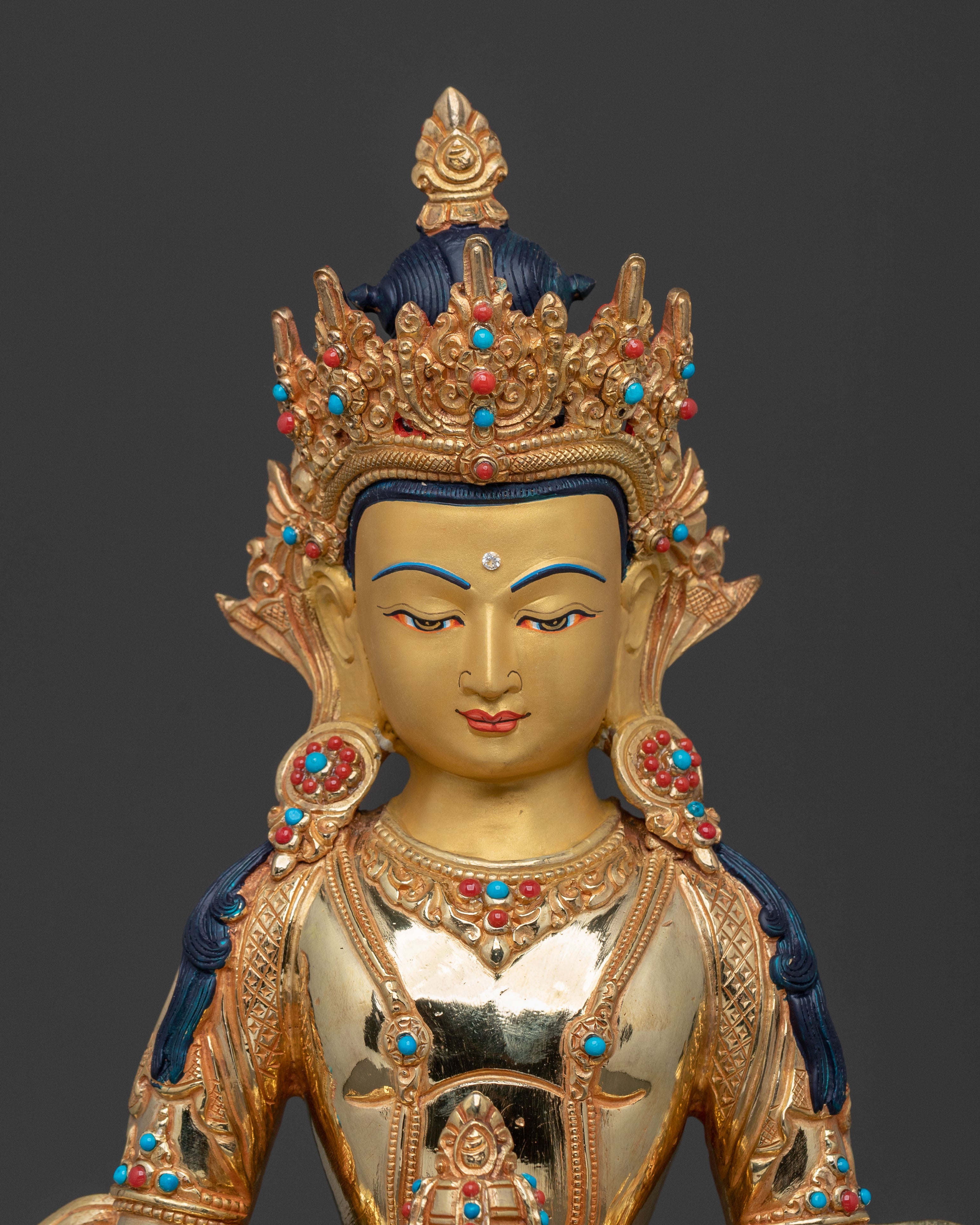 Amitayus Buddha Immortality Statue, Gold Gilded