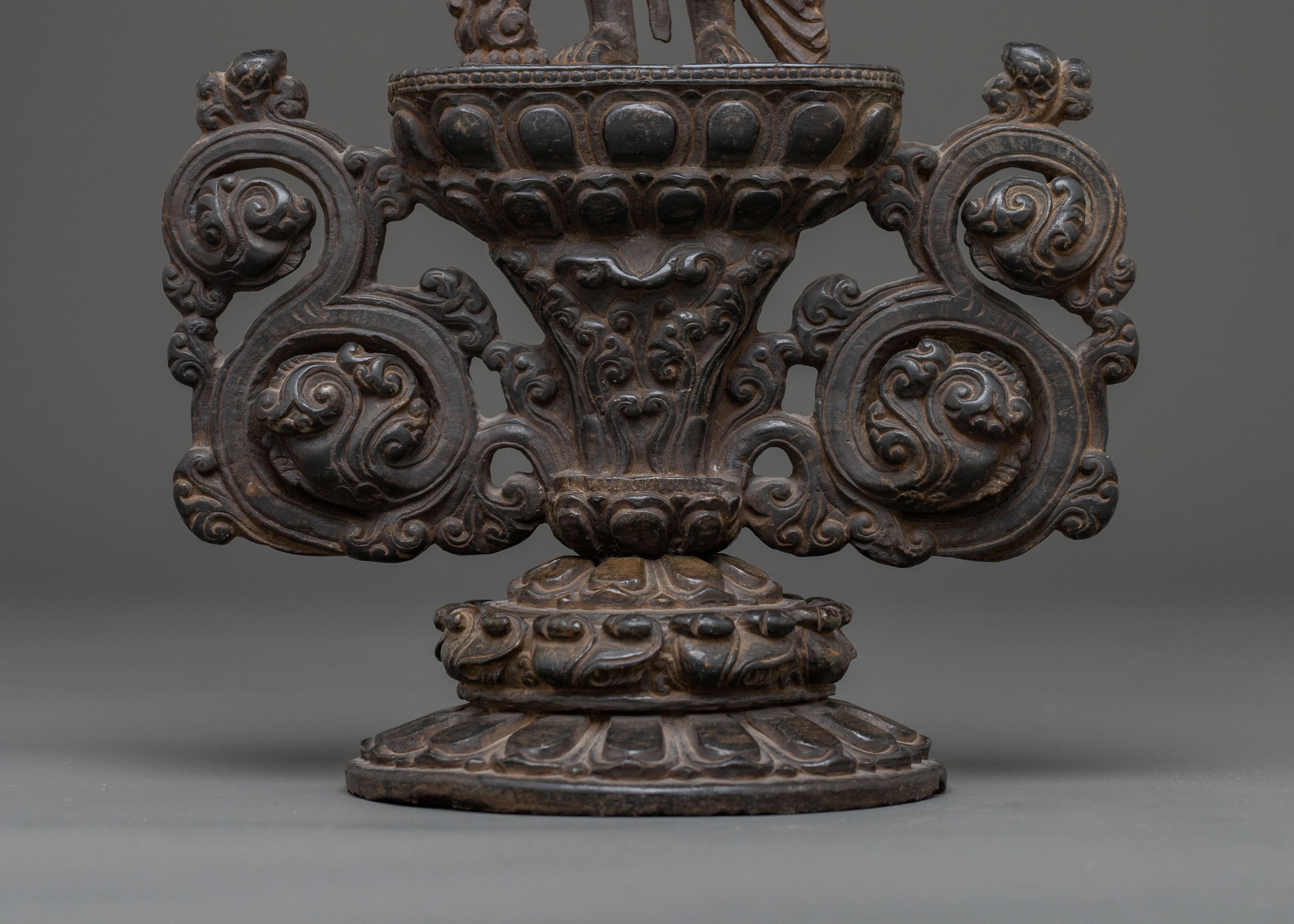 Padmapani Sacred Statue | Black Stone Body