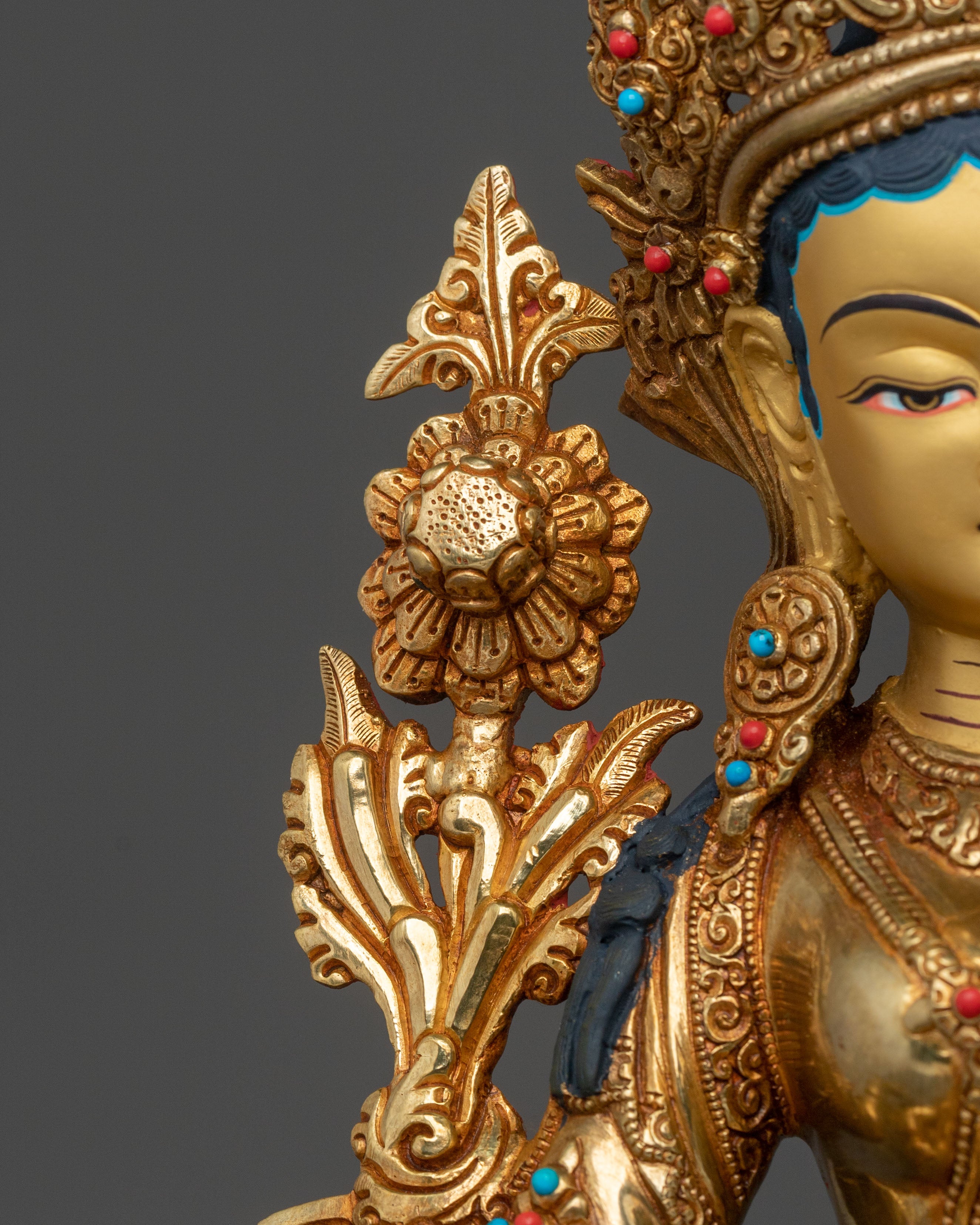 Green Tara Statue | Handcrafted 24K Gold Gilded Guardian