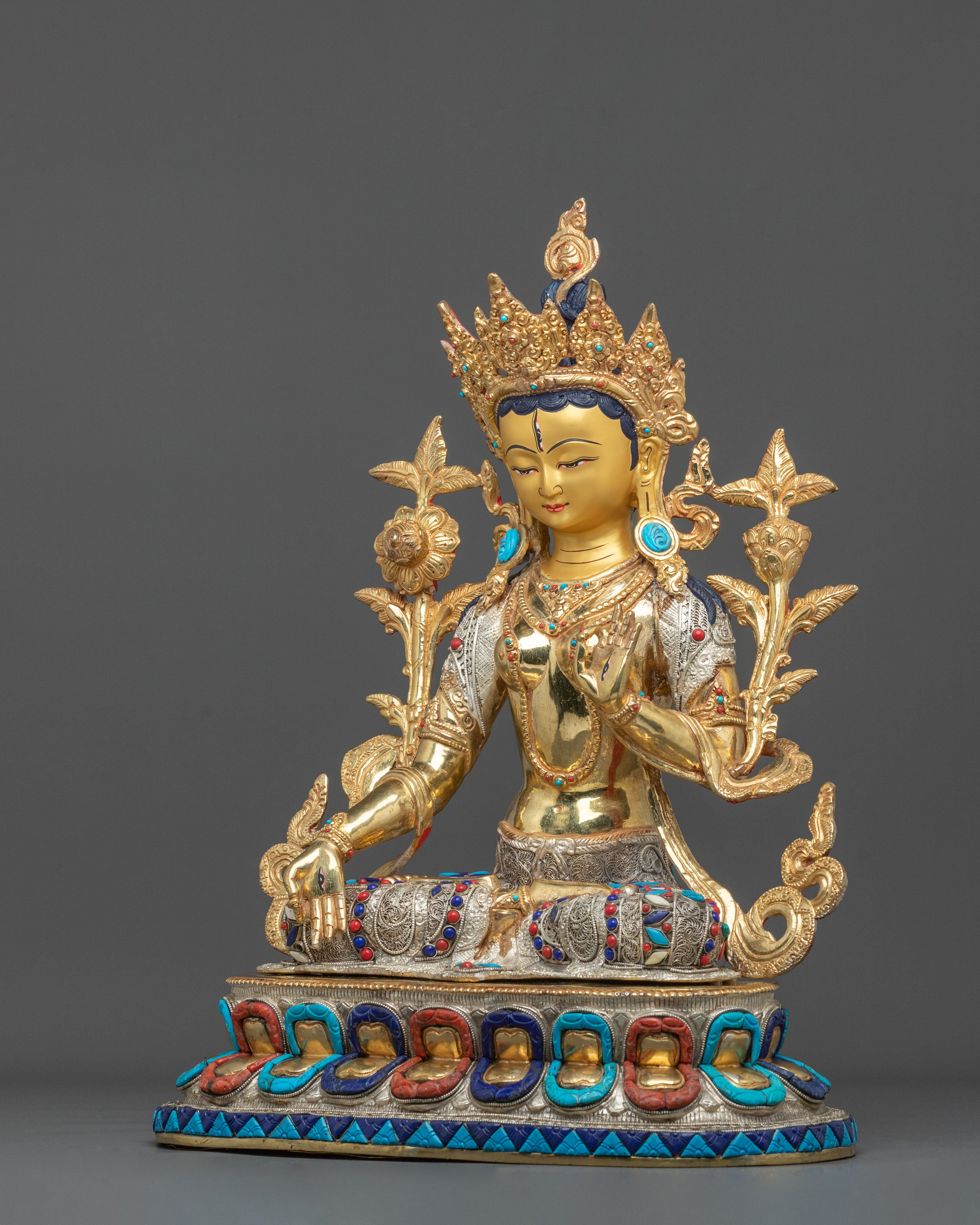 Sacred White Tara Sculpture | Copper Figurine