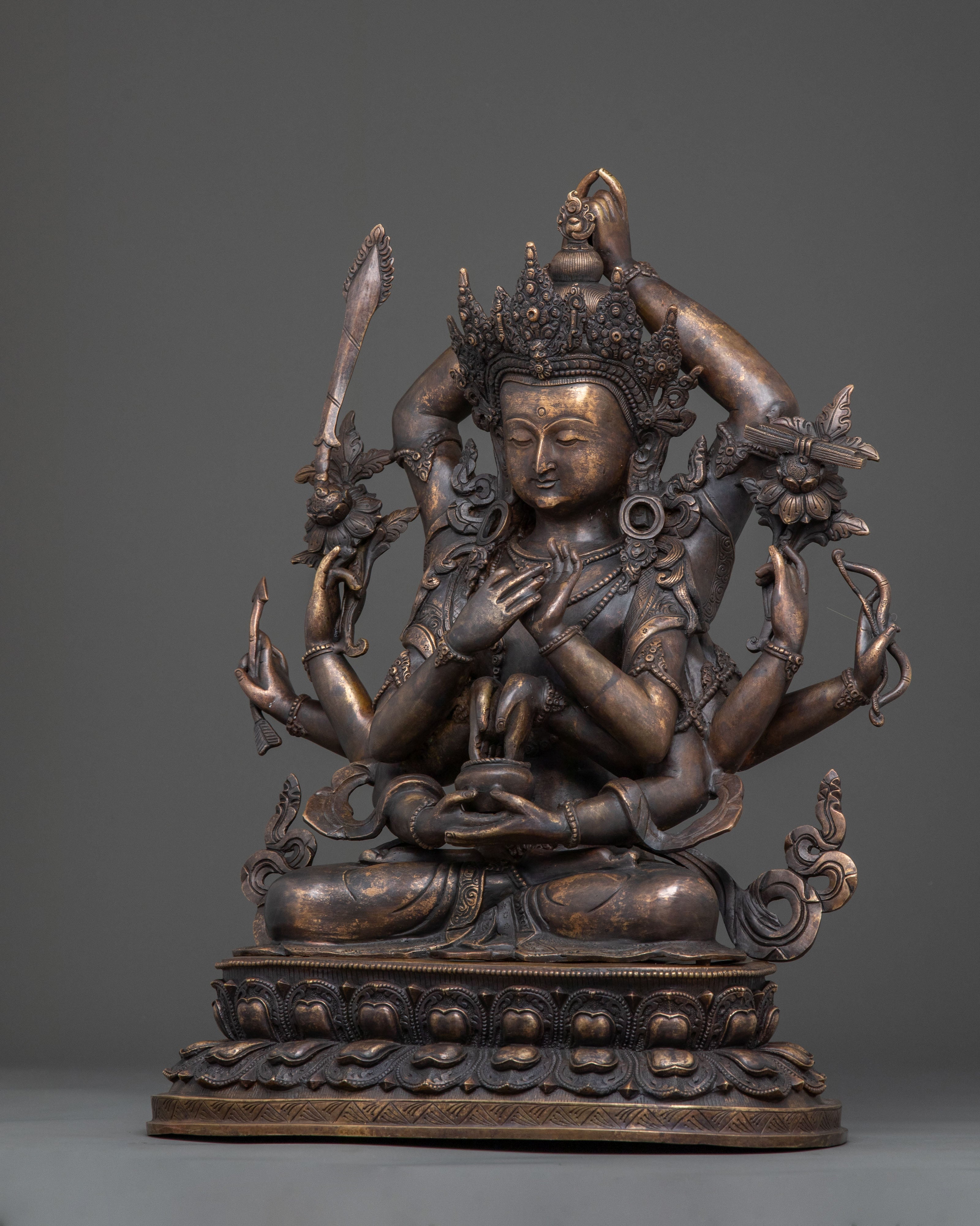 Namasangati Sacred Statue | Finish Oxidized Copper Buddhist Sculpture