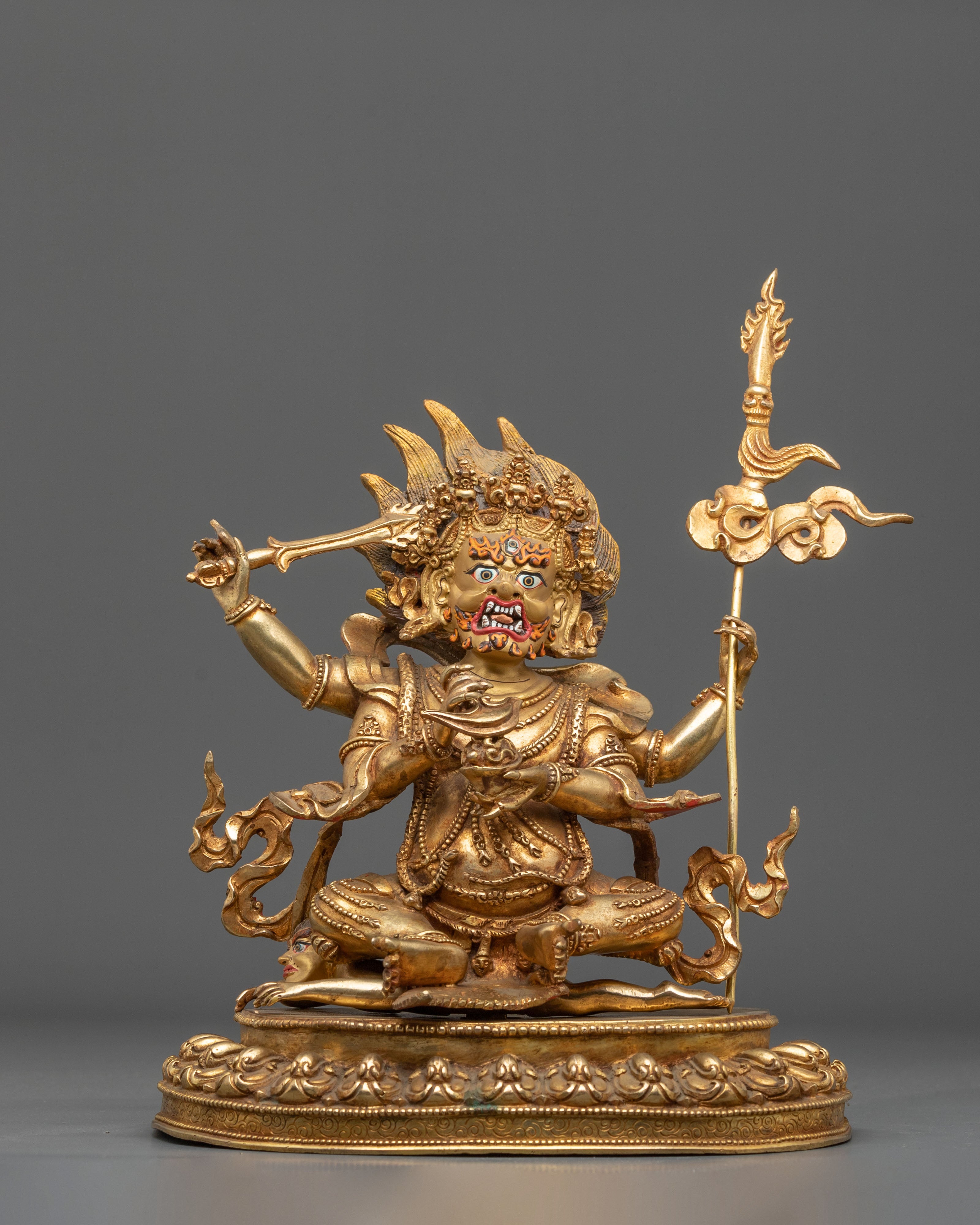 Chaturbhuja Mahakala Sculpture | Tibetan Protector Figurine