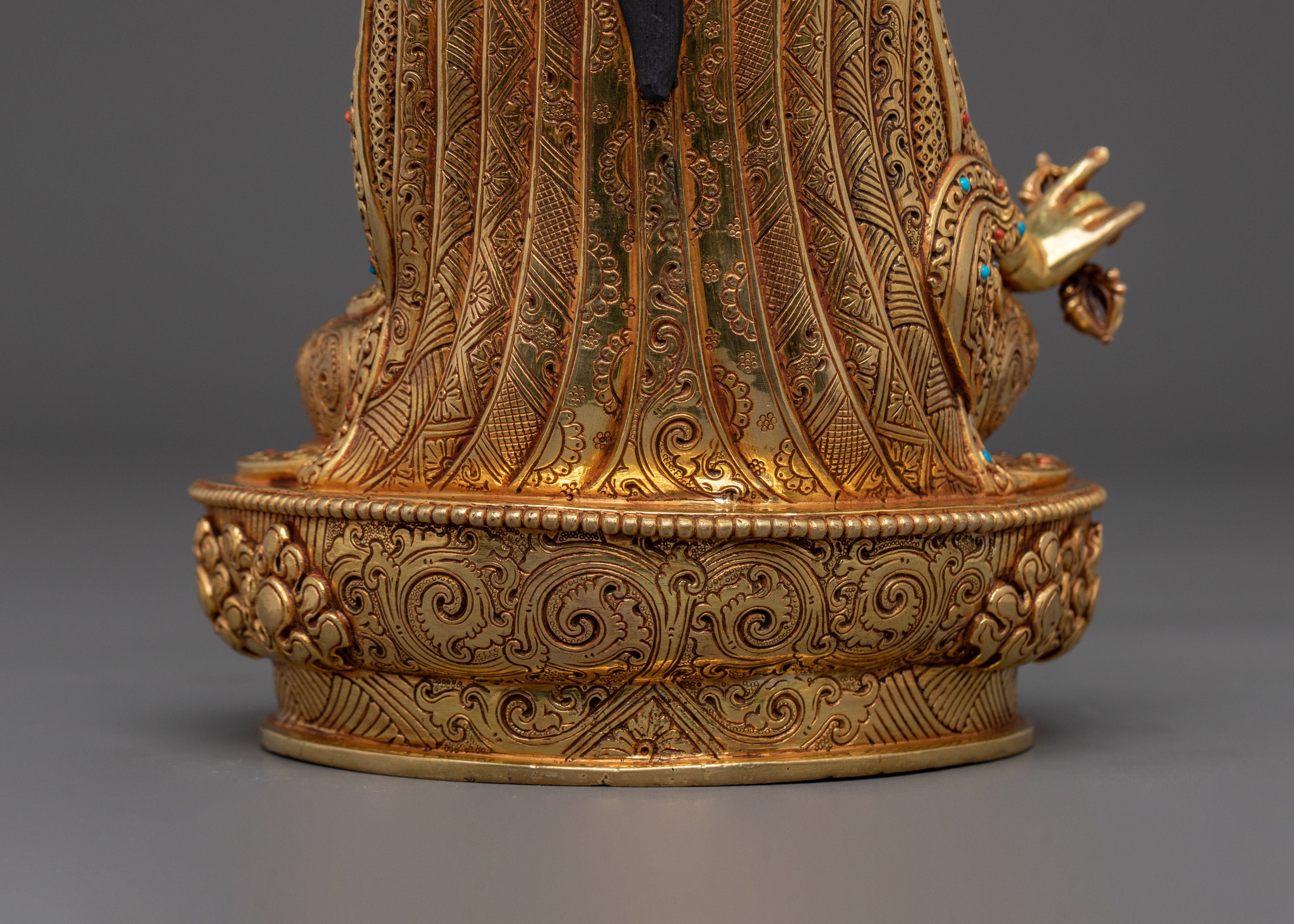 Guru Rinpoche Fire Gold Gilded Statue | Himalayan Artistry