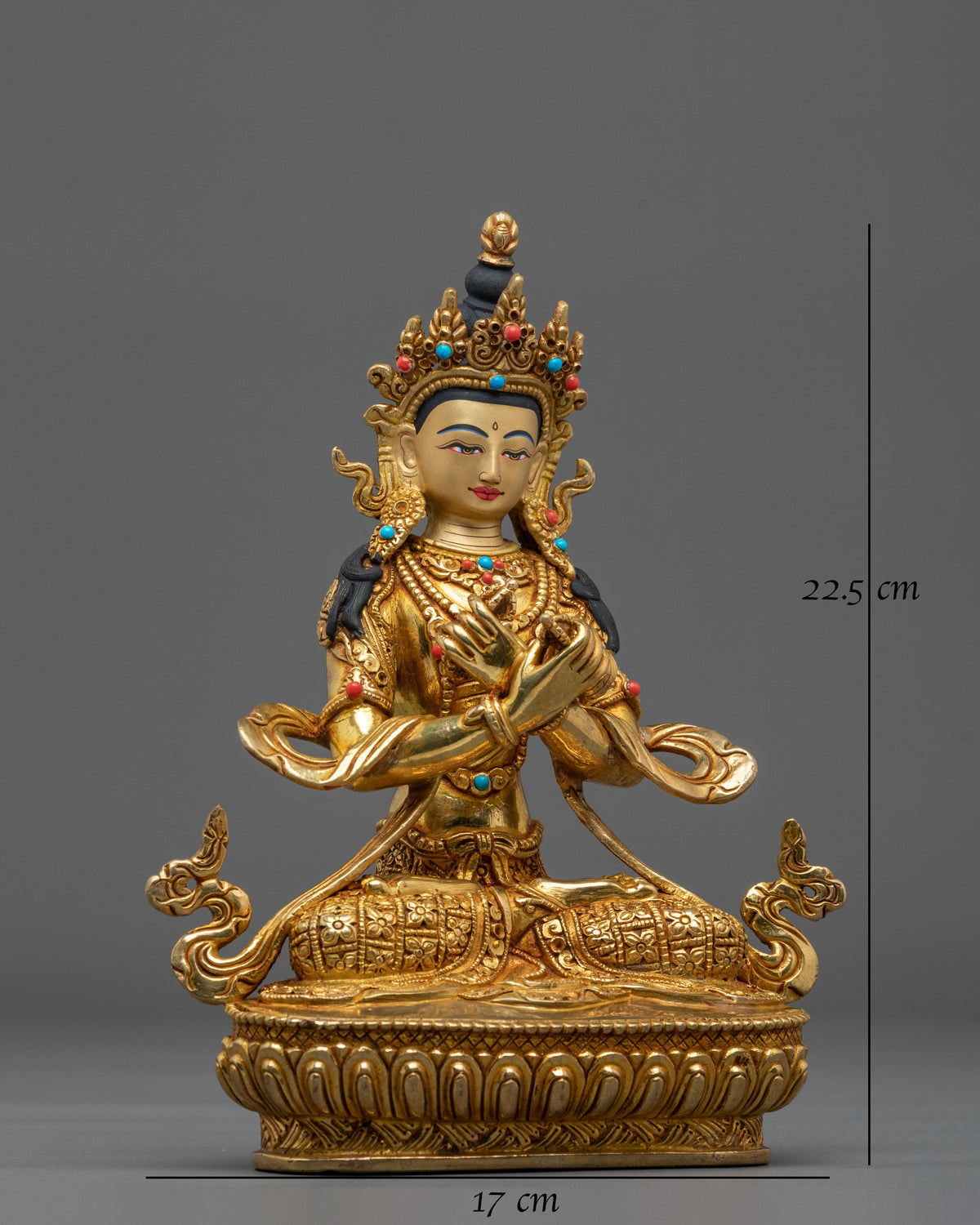 Vajradhara Copper Statue | Gemstones Adorned Figurine
