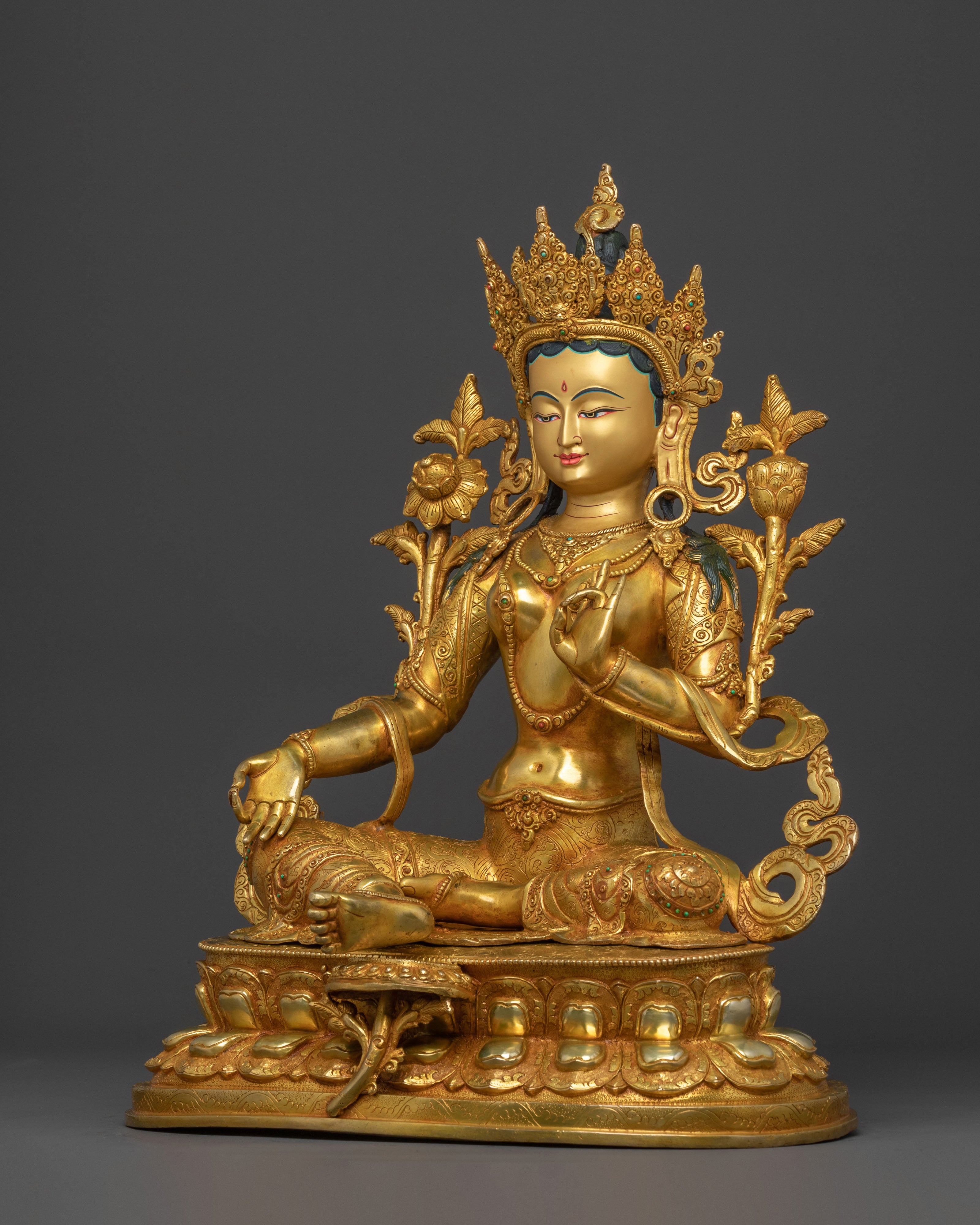 Green Tara Golden Statue | Spiritual Guardian