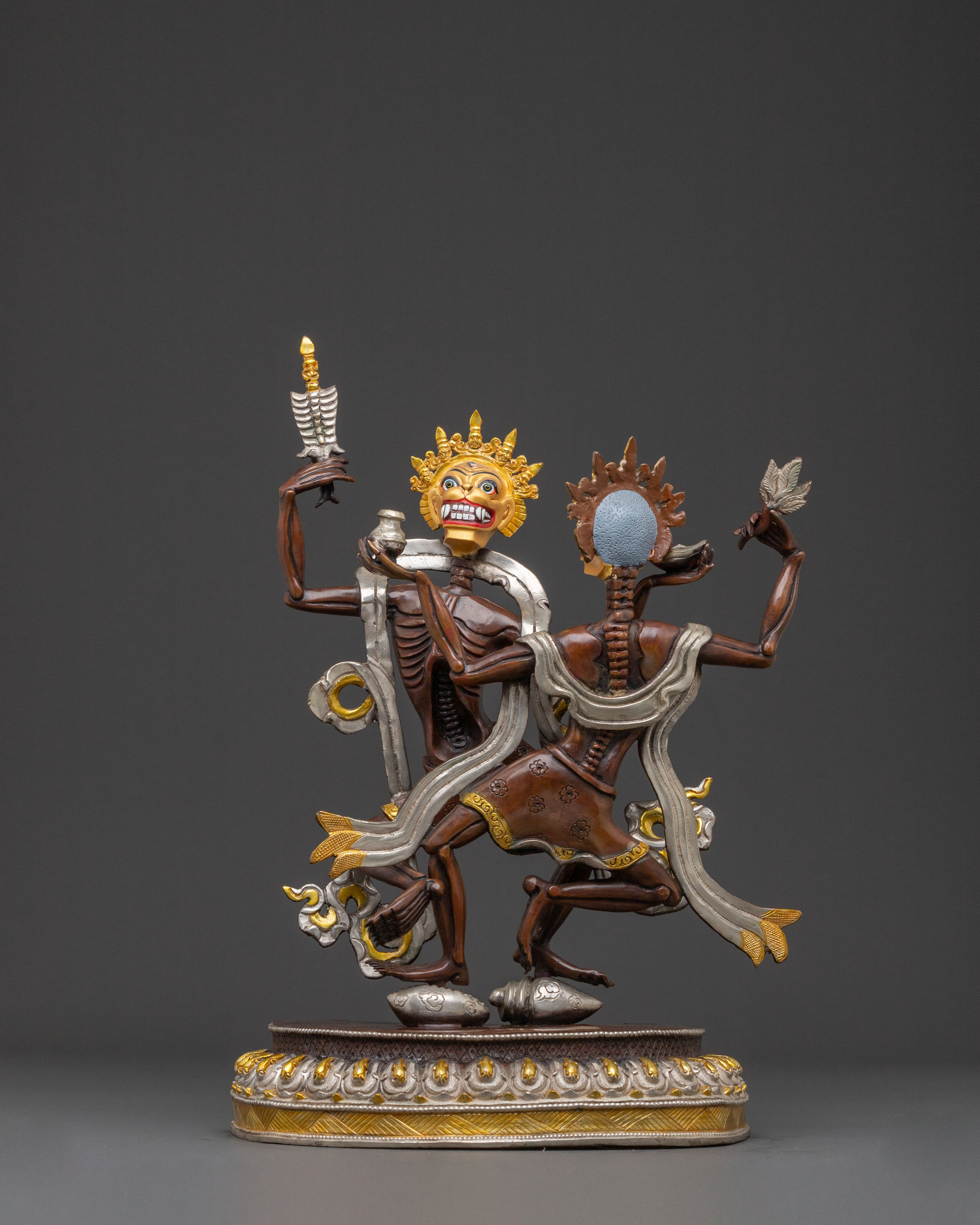 Chittipati Protection Statue: Copper Skeleton Duo