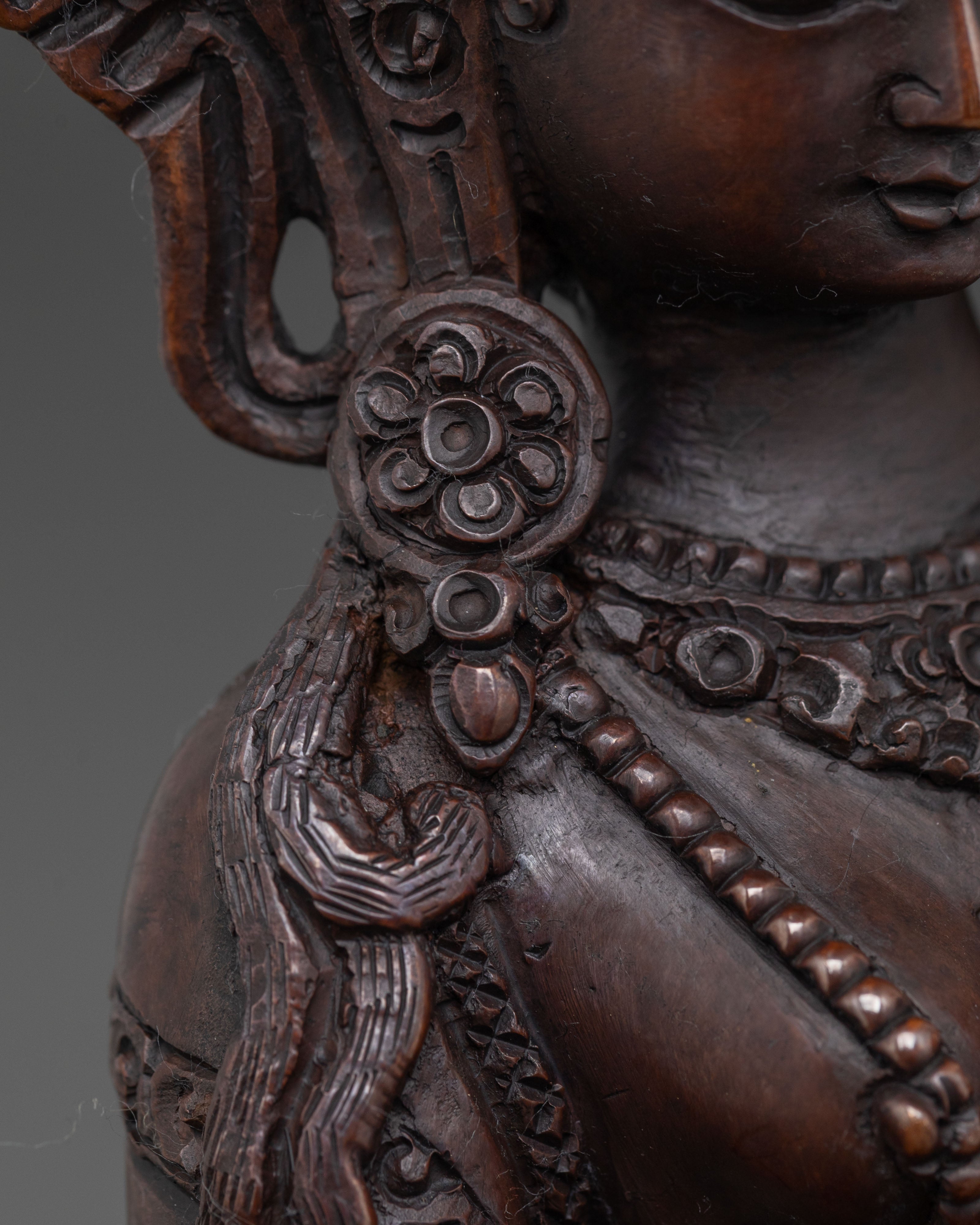 Goddess Saraswati Statue | Oxidized Copper Body