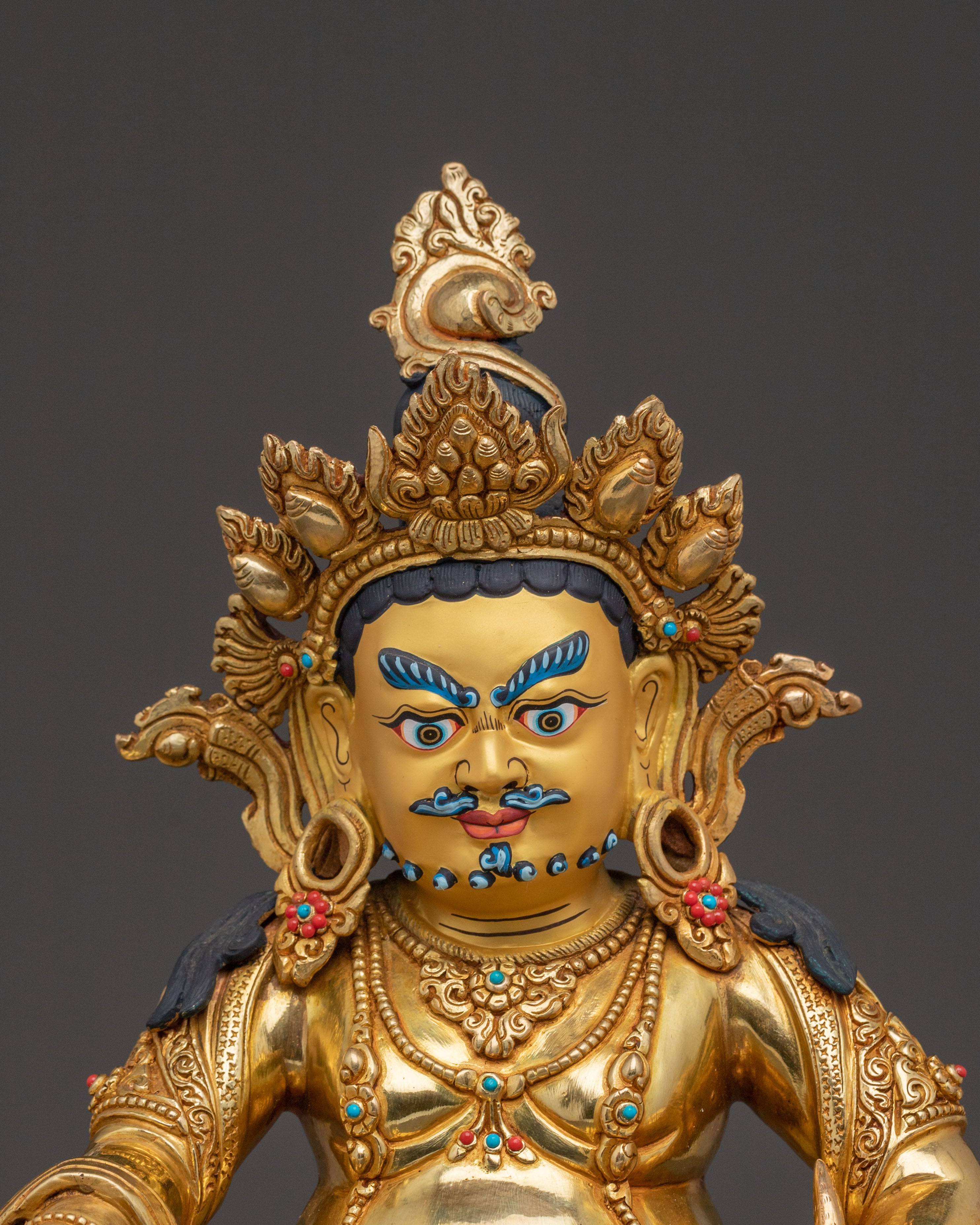 24k Gold Gilded Dzambhala Copper Statue – Prosperity Embodied