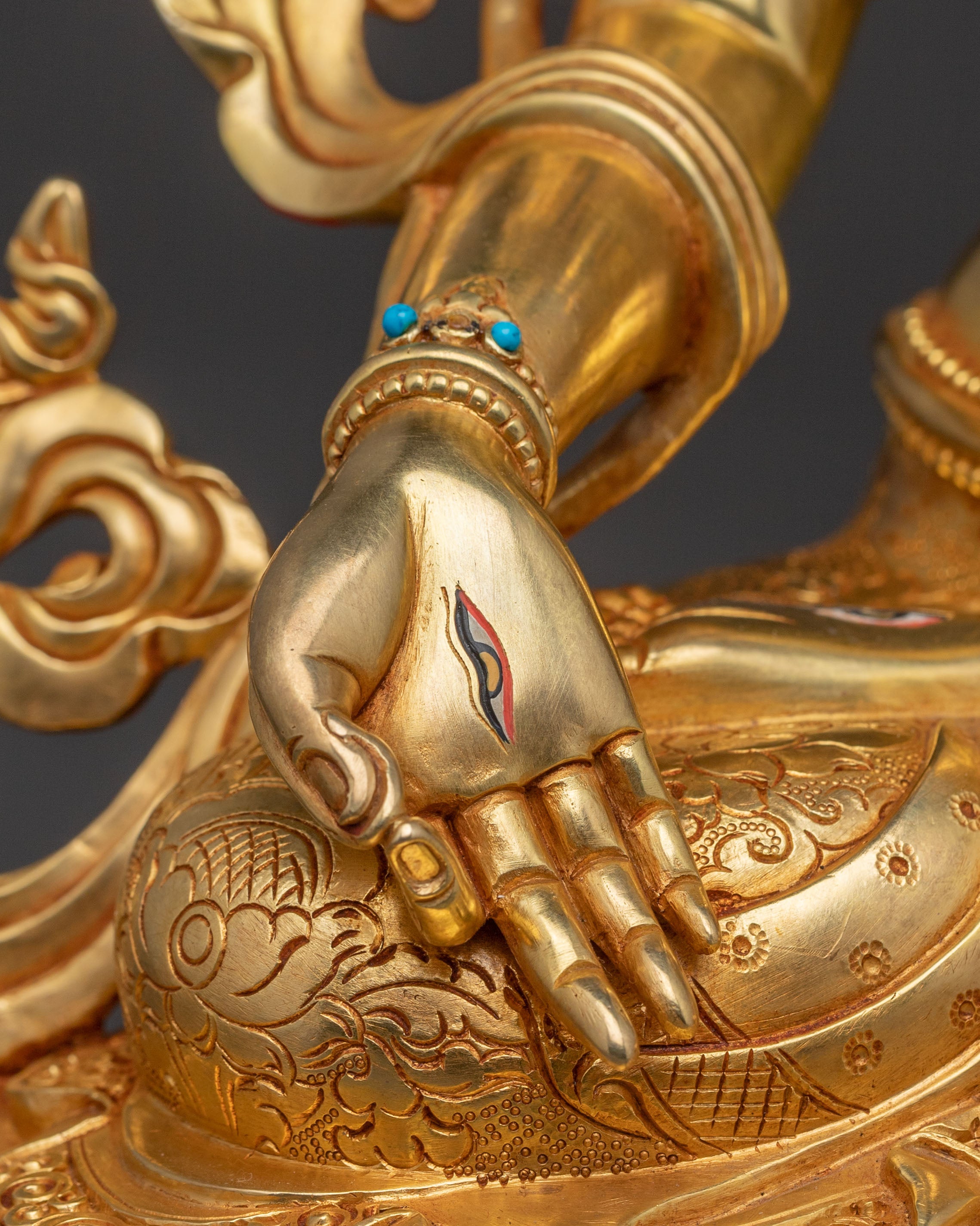 Radiant White Tara Blessing Statue - 24K Gold Gilded Copper