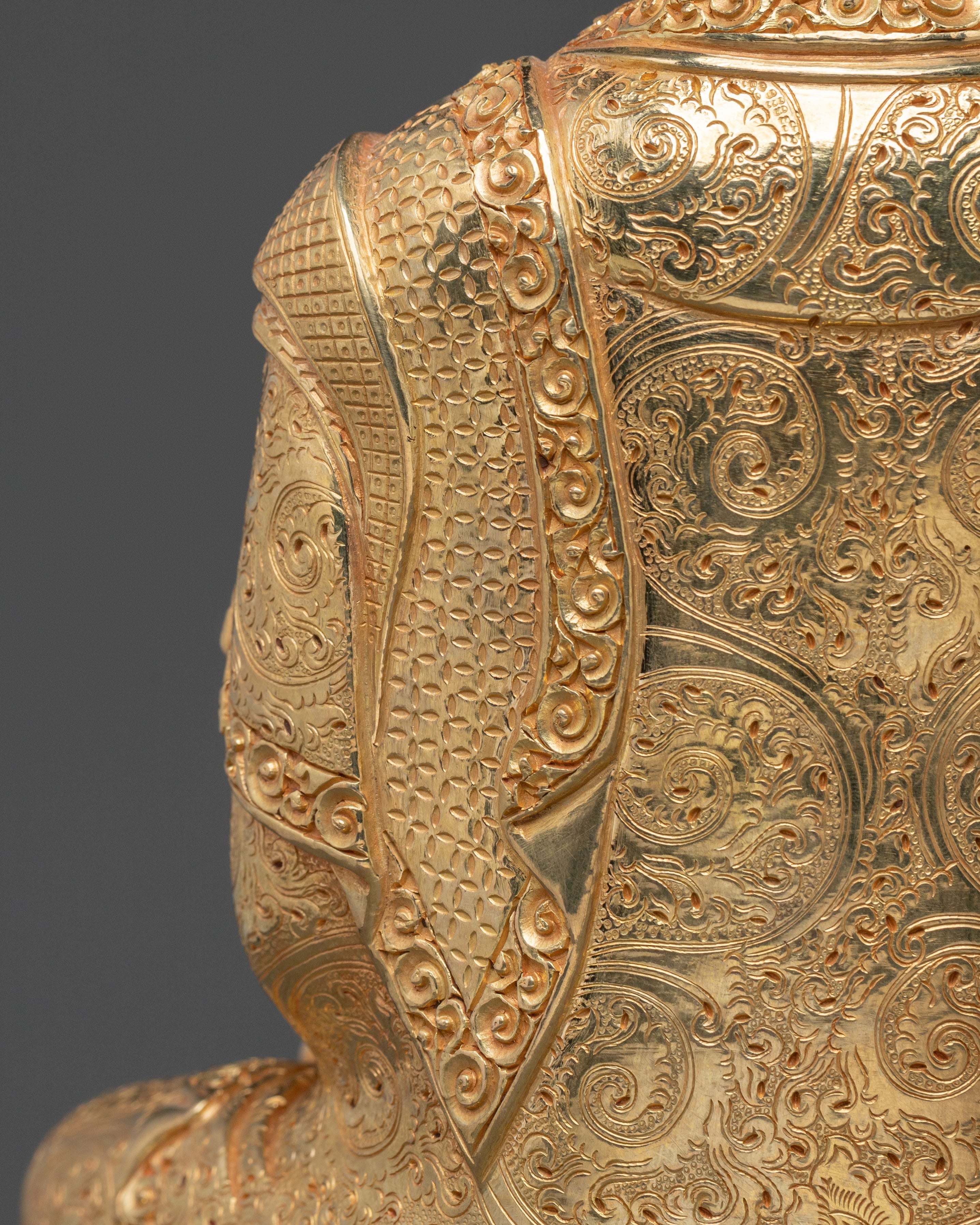 Buddhist Icon Shakyamuni Buddha: 24K Gold Gilded