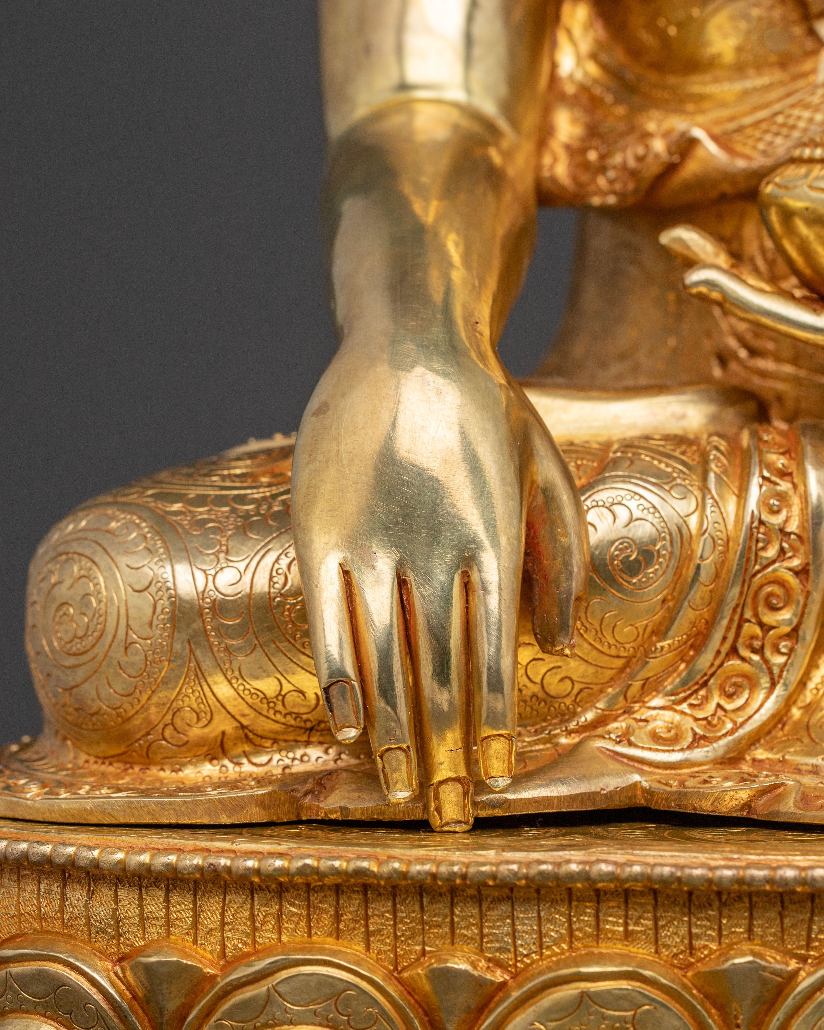 Golden Shakyamuni Buddha Sacred Statue | 24k Gold Glided