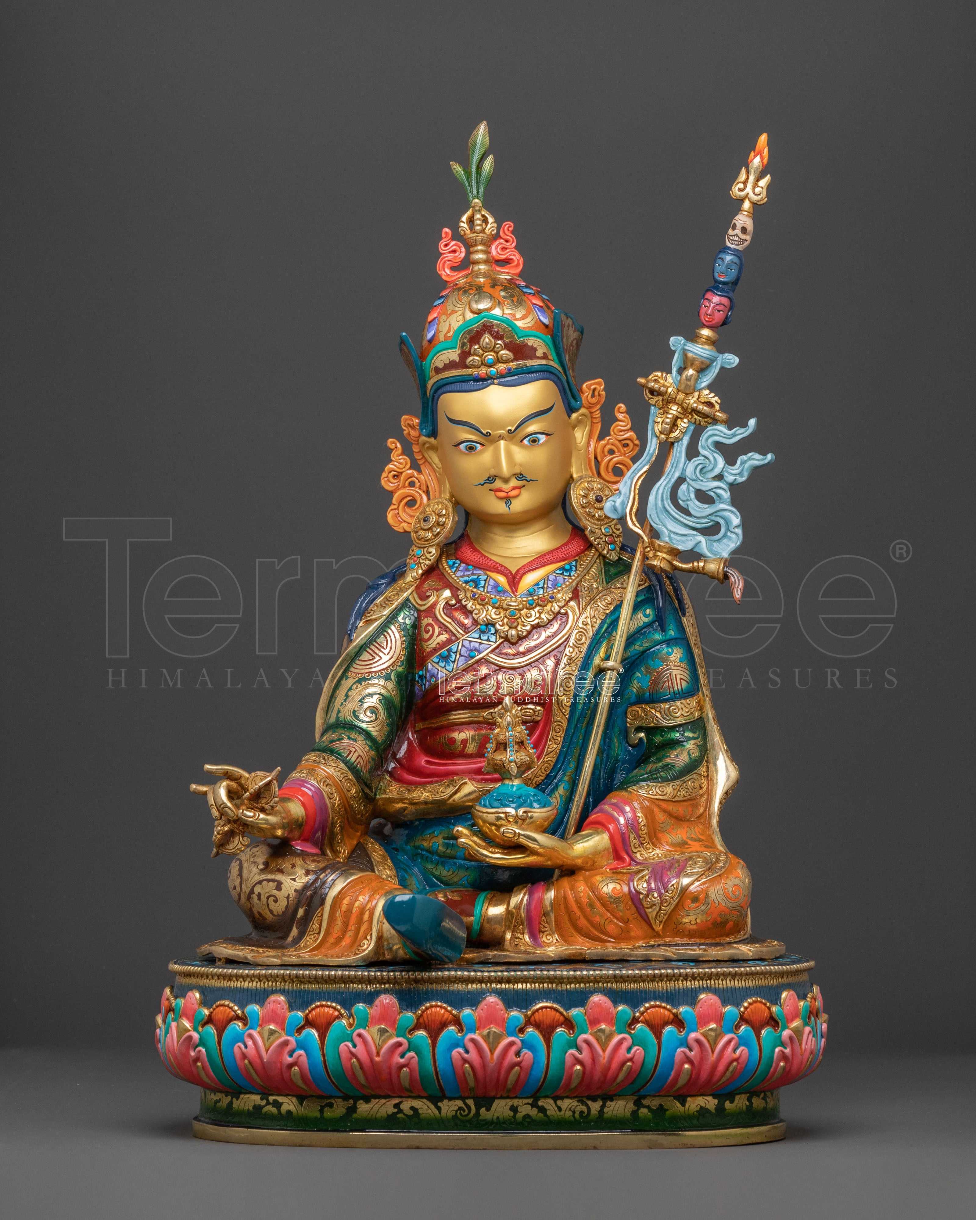 Magnificent Guru Rinpoche Vajra Master Statue | 24K Gold Gilded