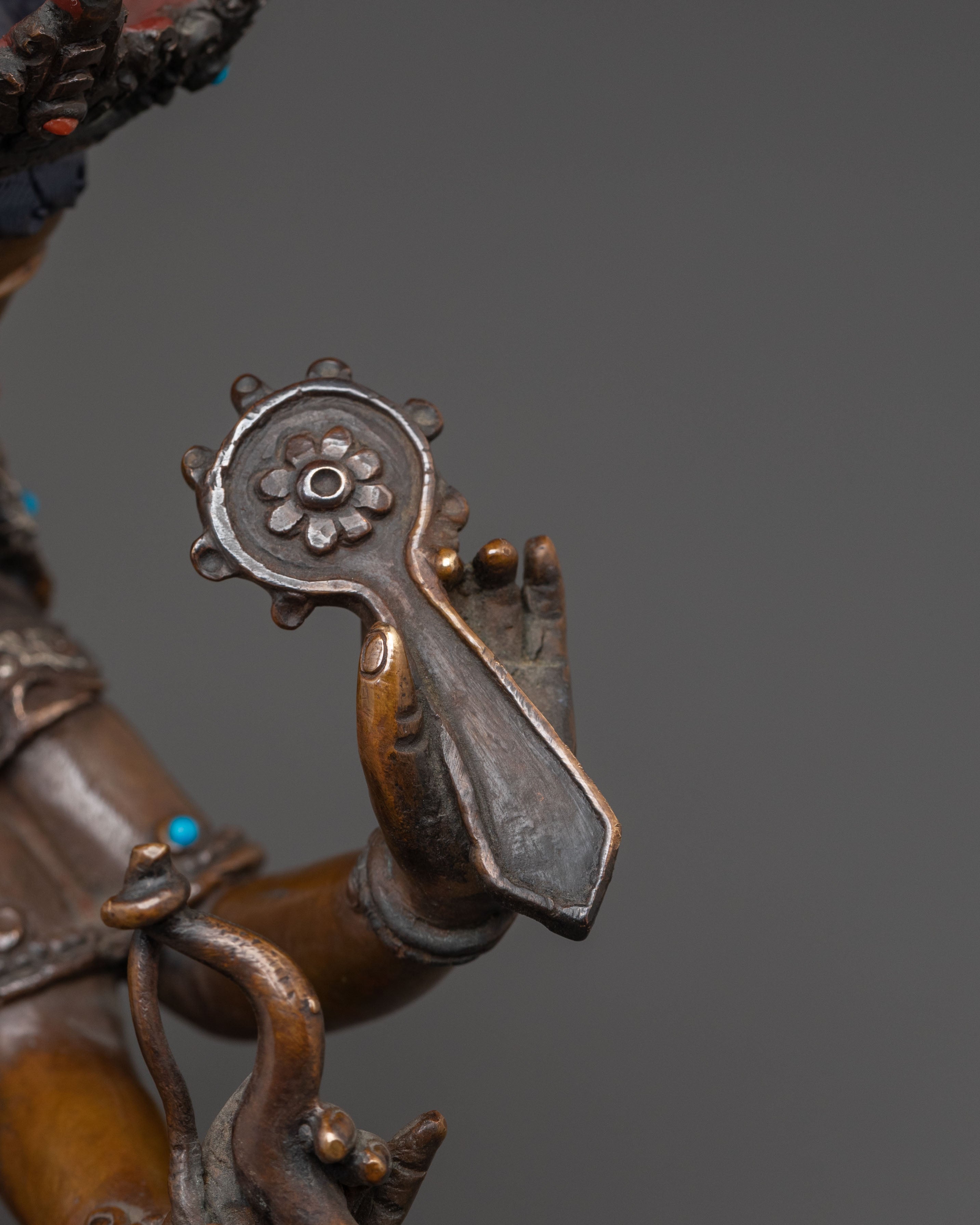 Dhoja Devi Spiritual Statue: Oxidized Copper Serenity