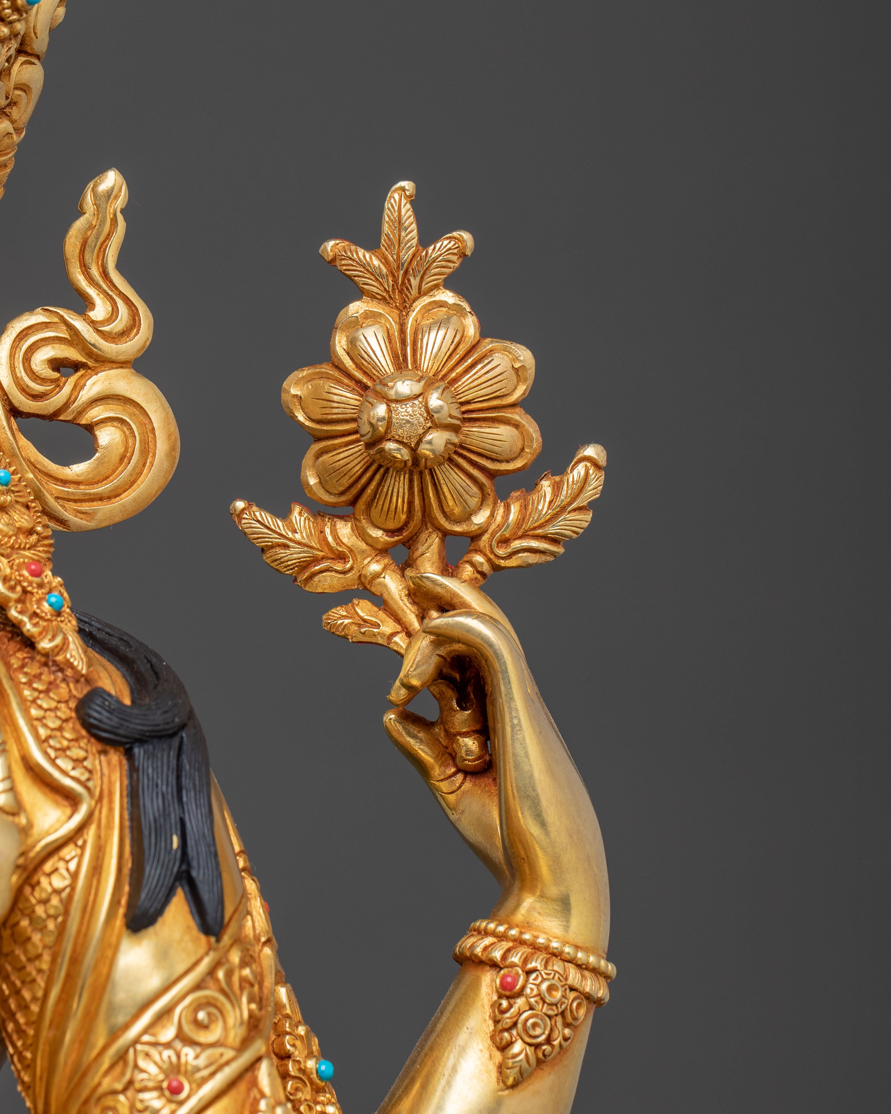 Chenrezig Handcrafted Golden Statue | Sacred Figure for Altar