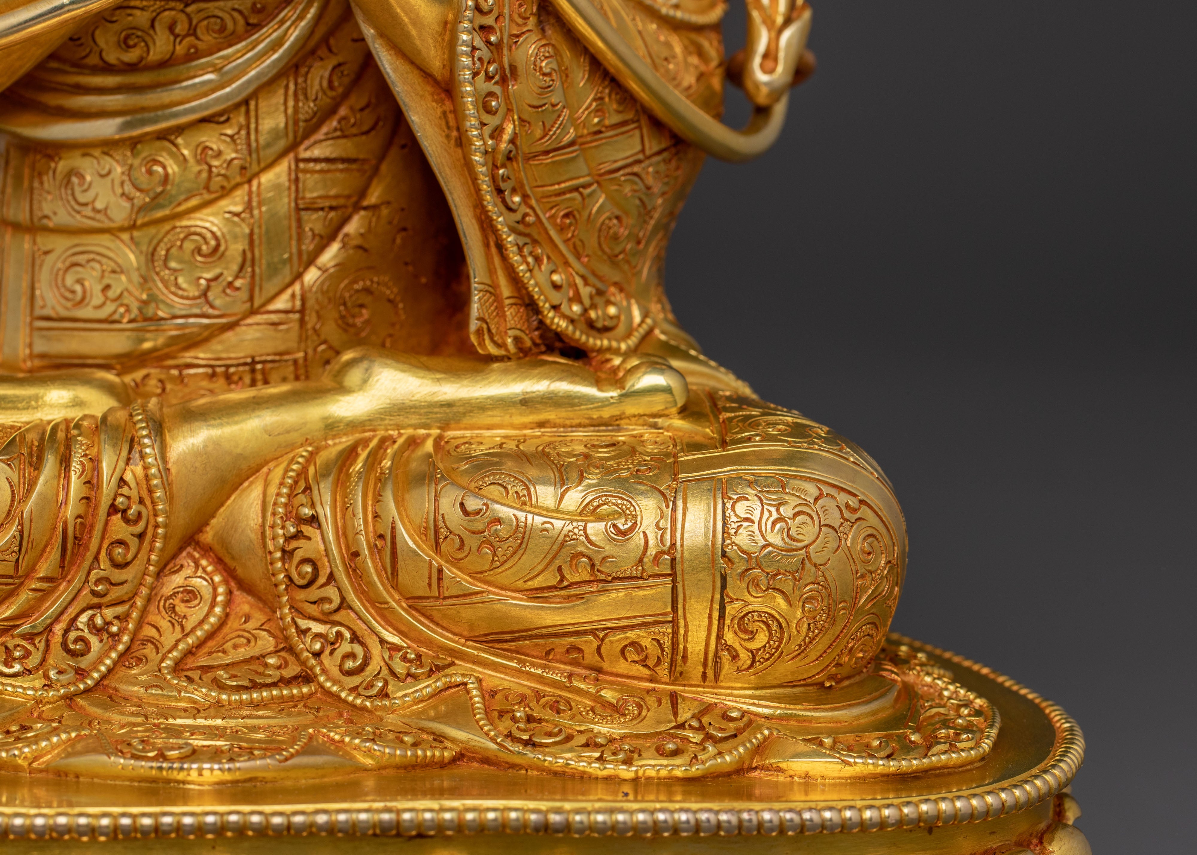 Master Je Tsongkhapa with Disciples Statue Set | Gilded Copper Artistry
