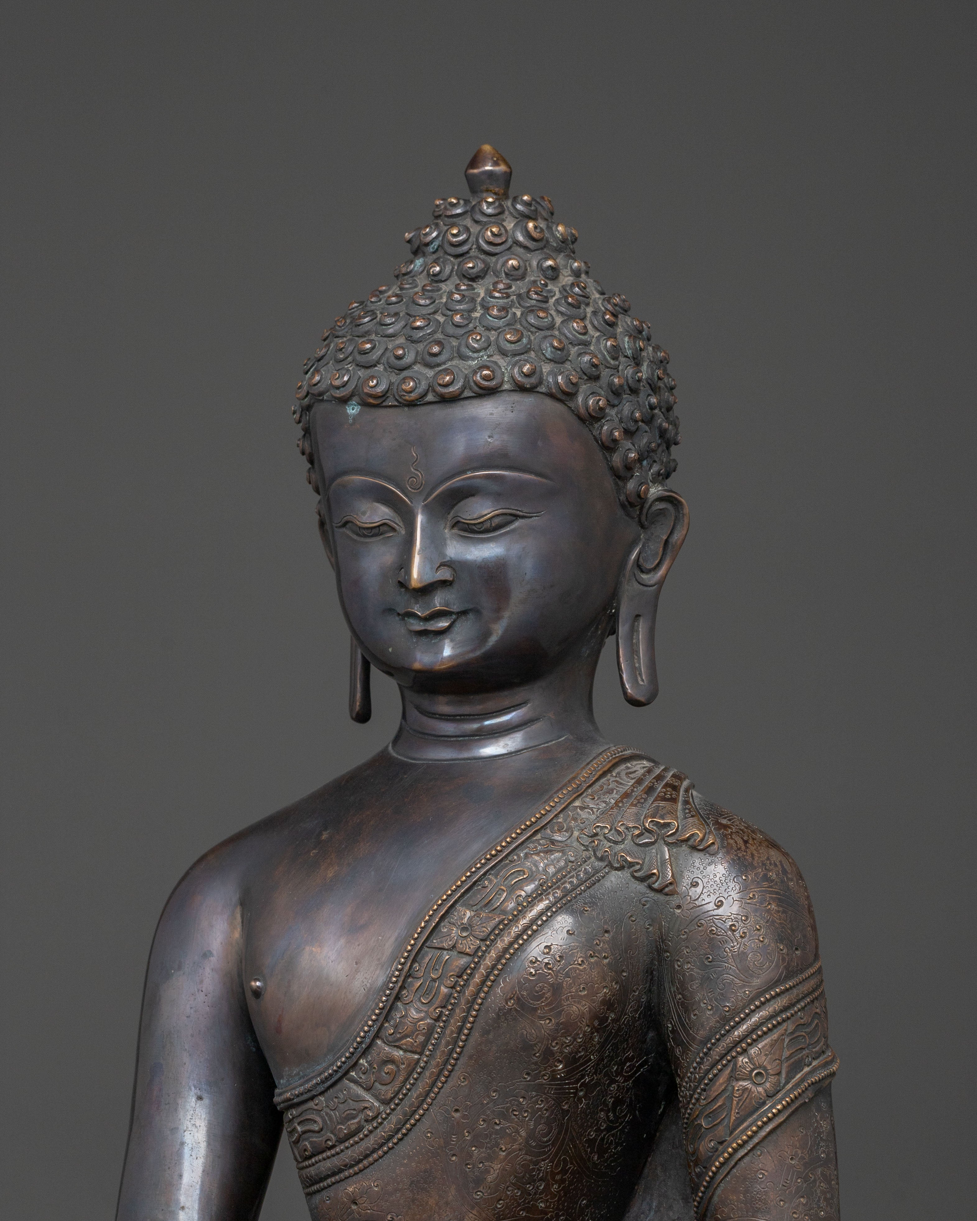 Shakyamuni Buddha Statue | Oxidized Copper Figurine