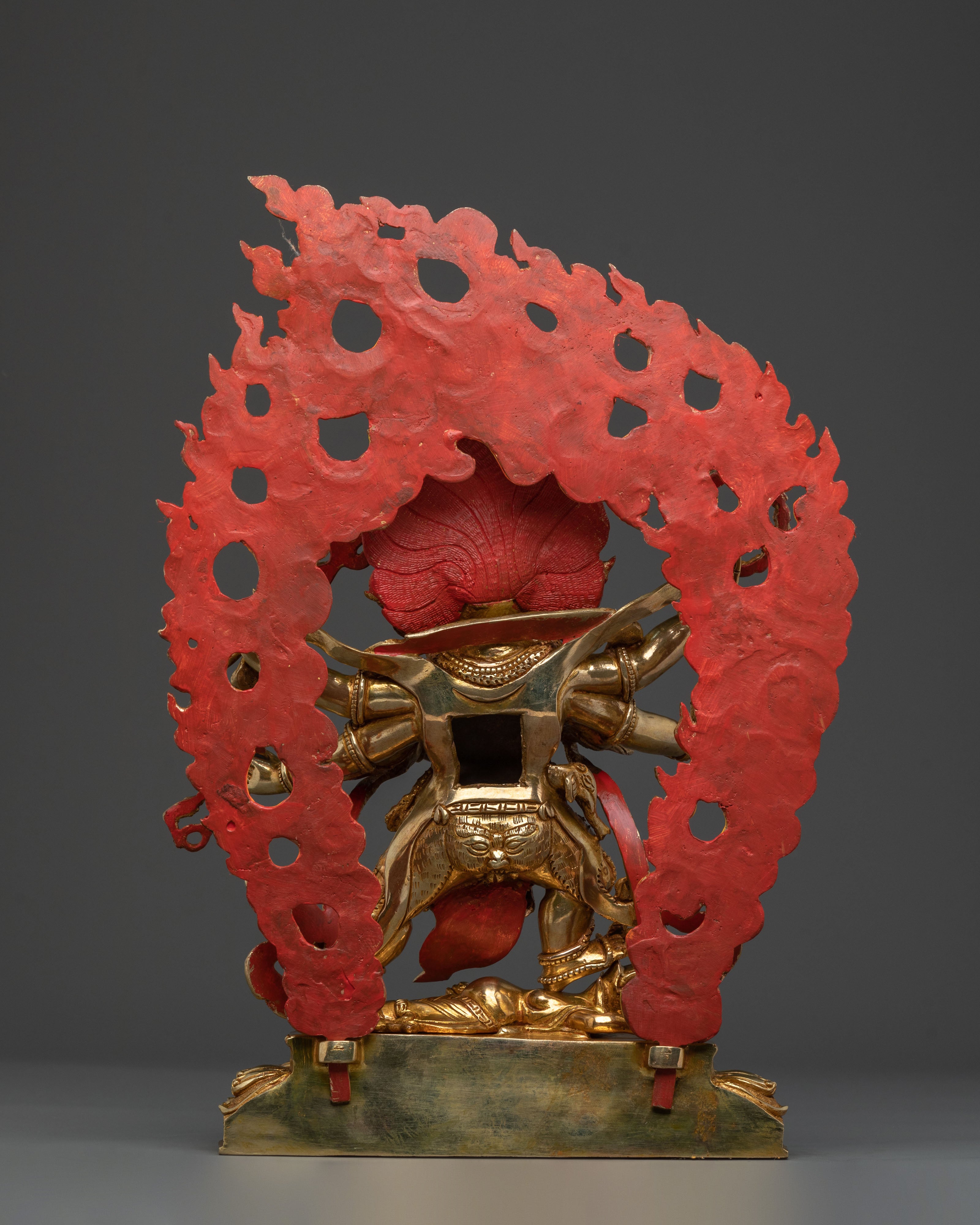 Six-Armed Mahakala 24K Gold Gilded Statue
