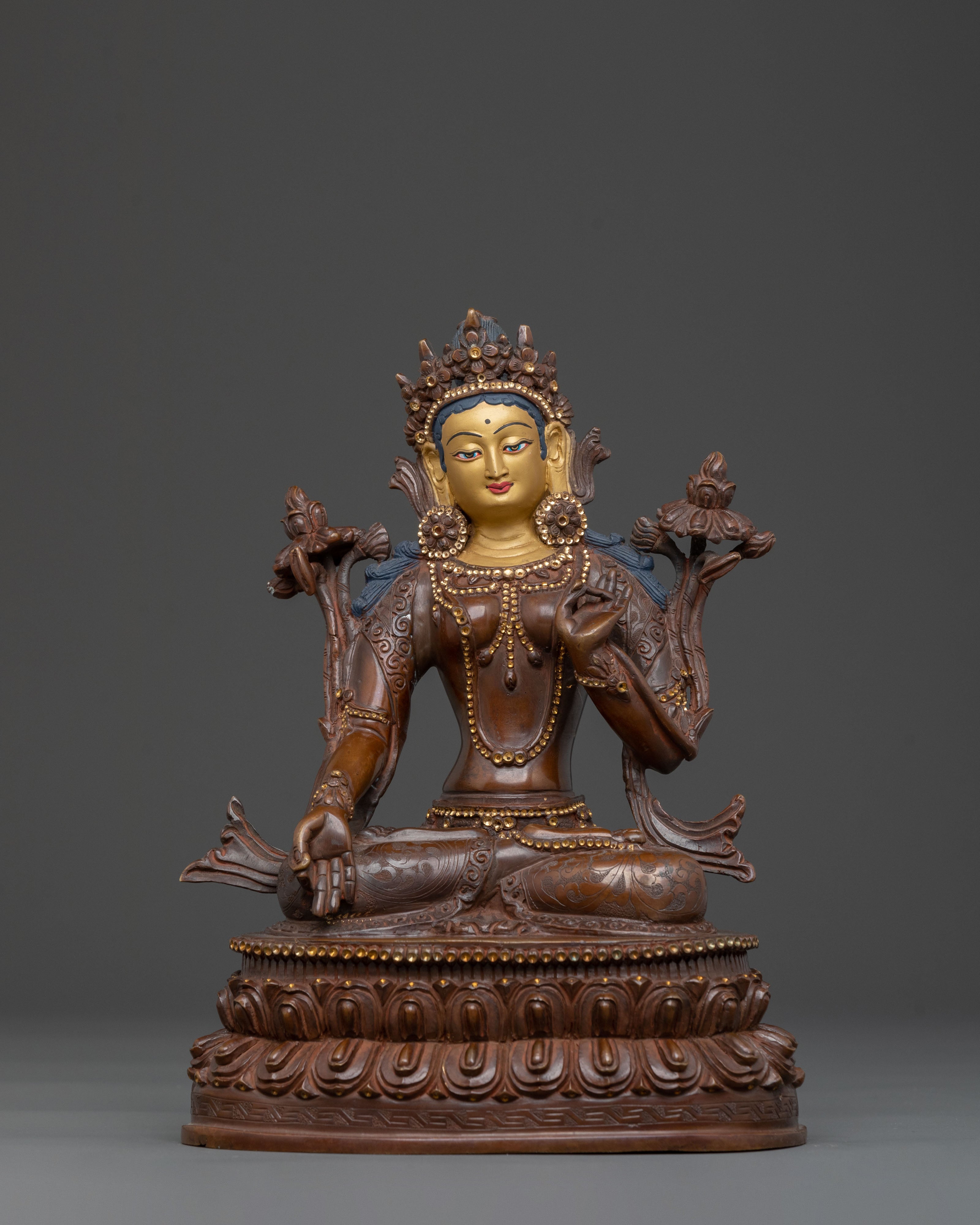 Green Tara Spiritual Statue | Buddhist Altar Sculpture