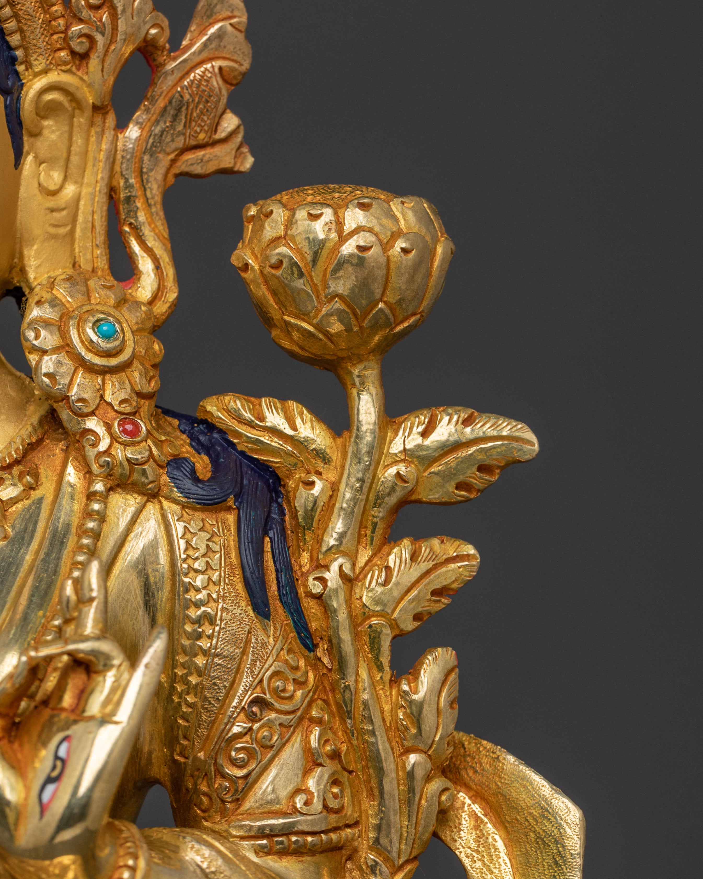 Handcrafted White Tara Golden Statue | Tibetan Deity
