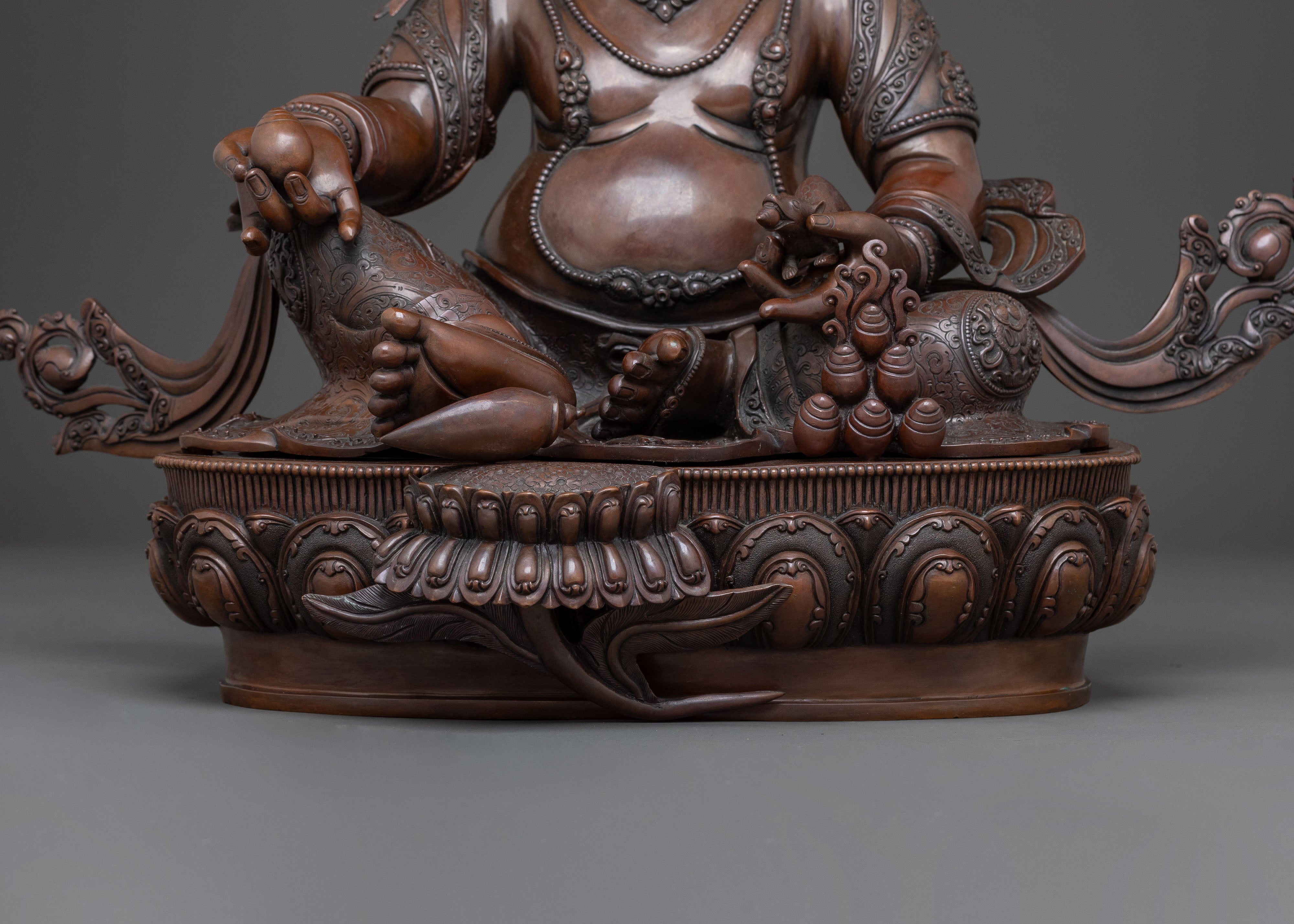 Deity of Wealth: Dzambhala Oxidized Copper Statue