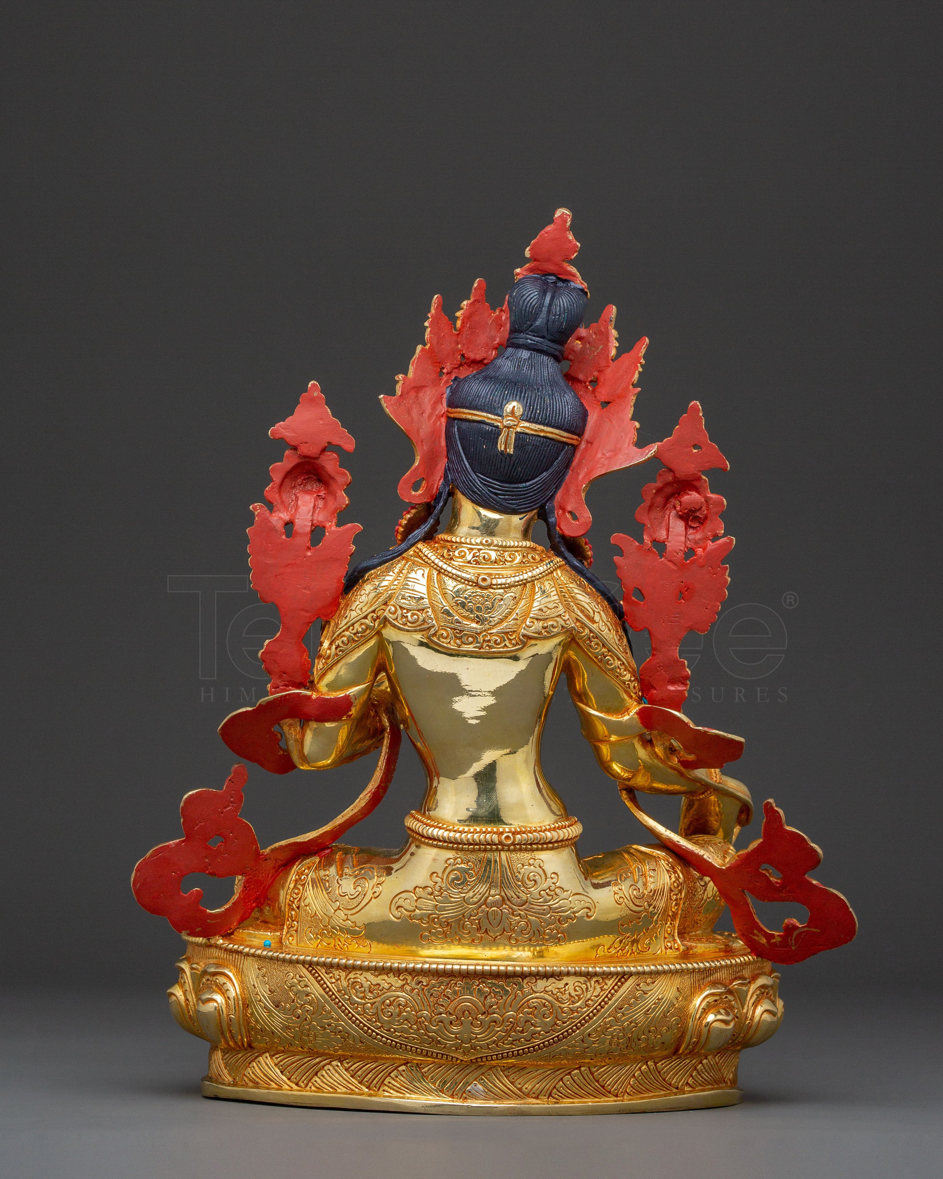 Green Tara 24K Gold Gilded Copper Statue