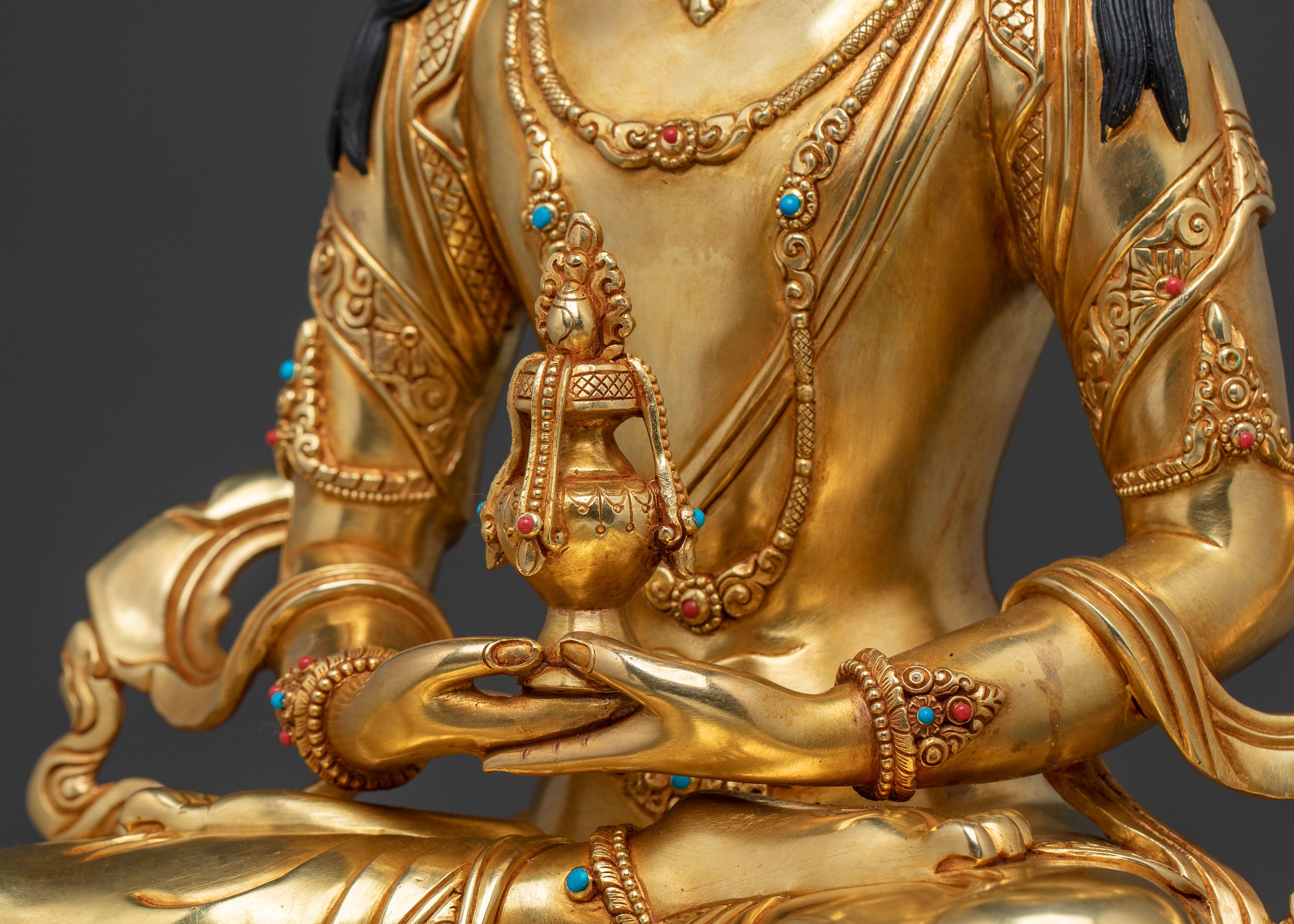 Amitayus Statue for Longevity – Hand-Gilded Copper