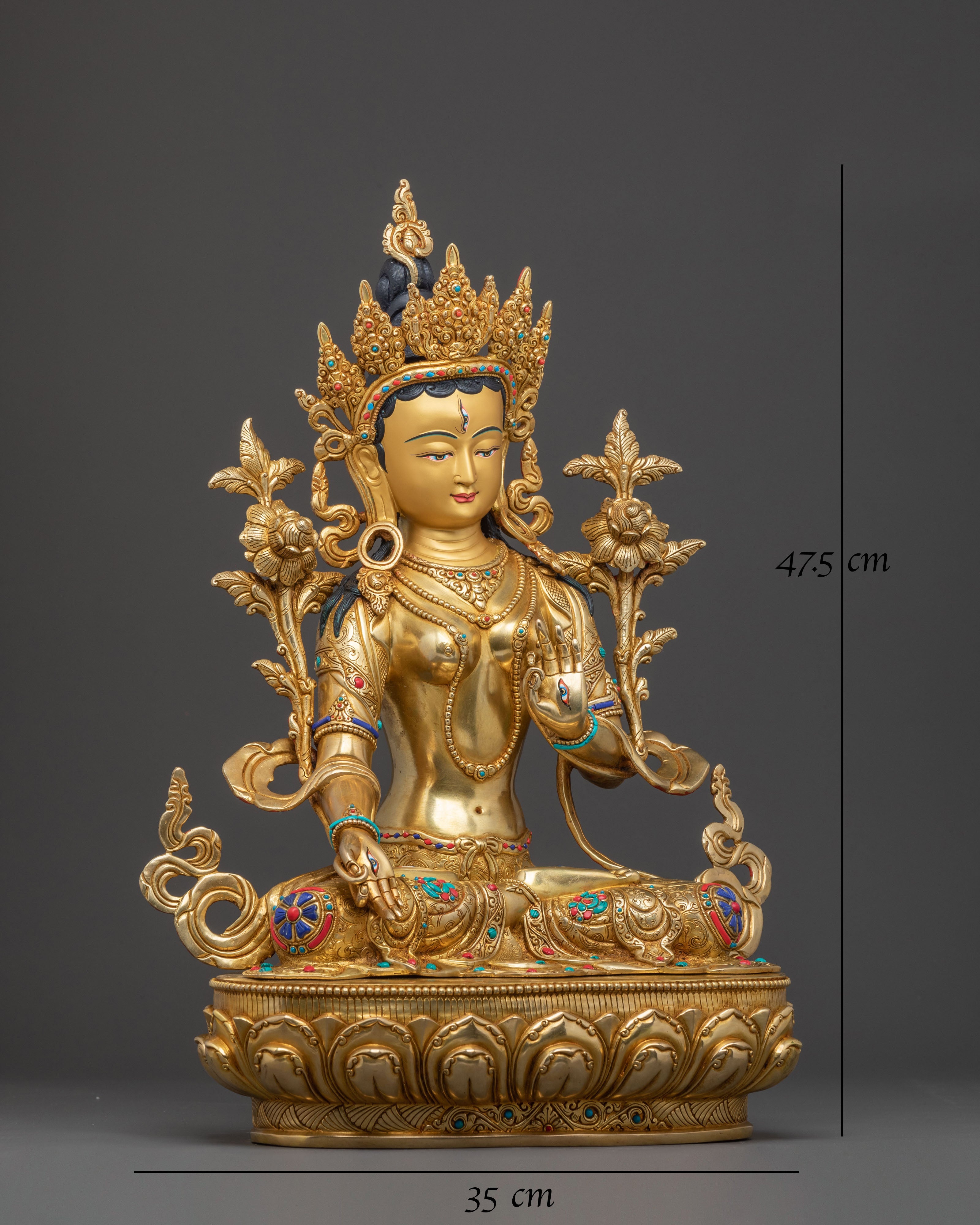 White Tara Divine Statue | Hand-Gilded Copper