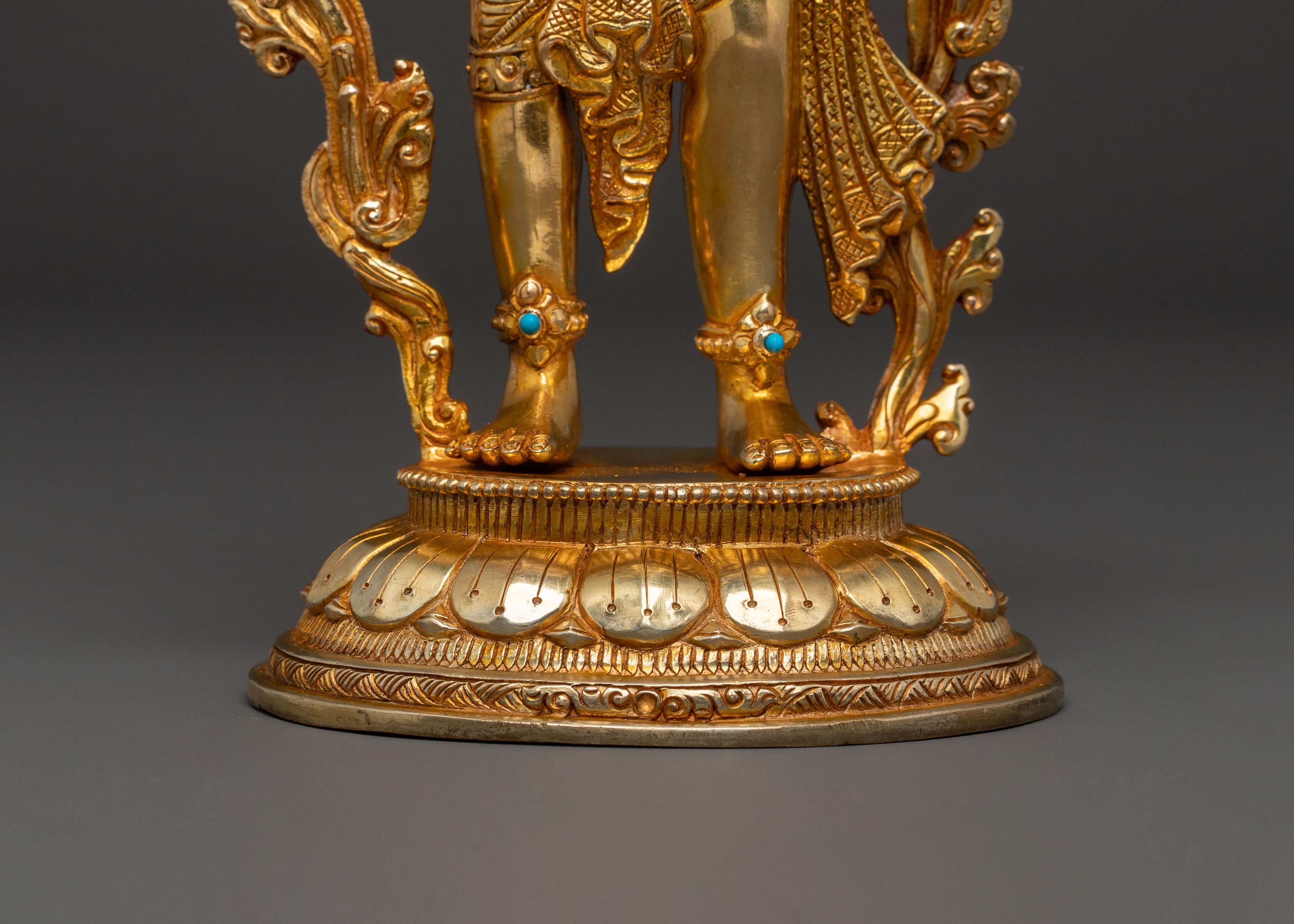 Padmapani Lokesvara Statue: 24K Gold Gilded