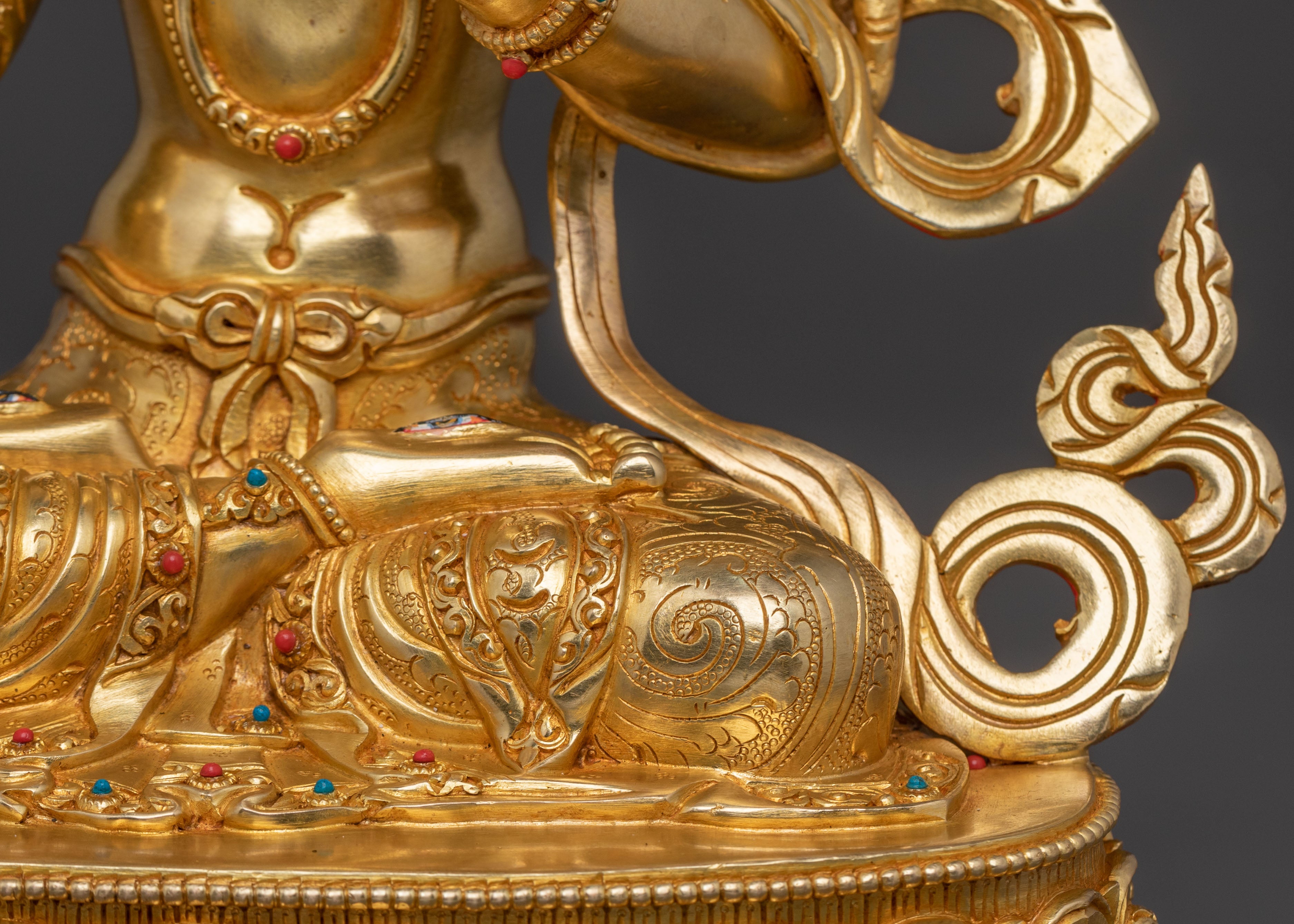 Radiant Golden Statue of White Tara | Copper Handcrafted Sculpture