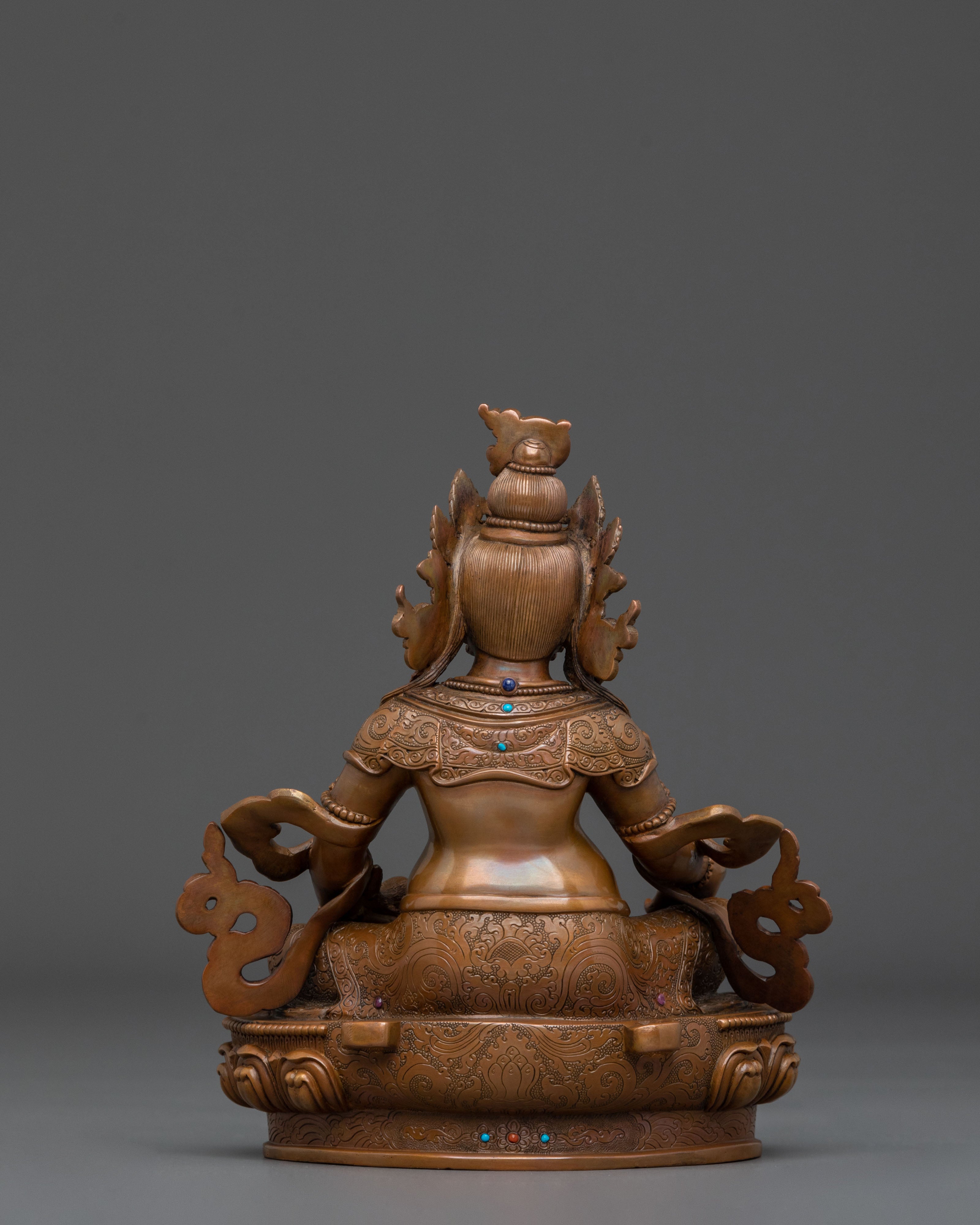 Handmade Dzambhala Wealth Deity Sculpture: Oxidized Copper Statue