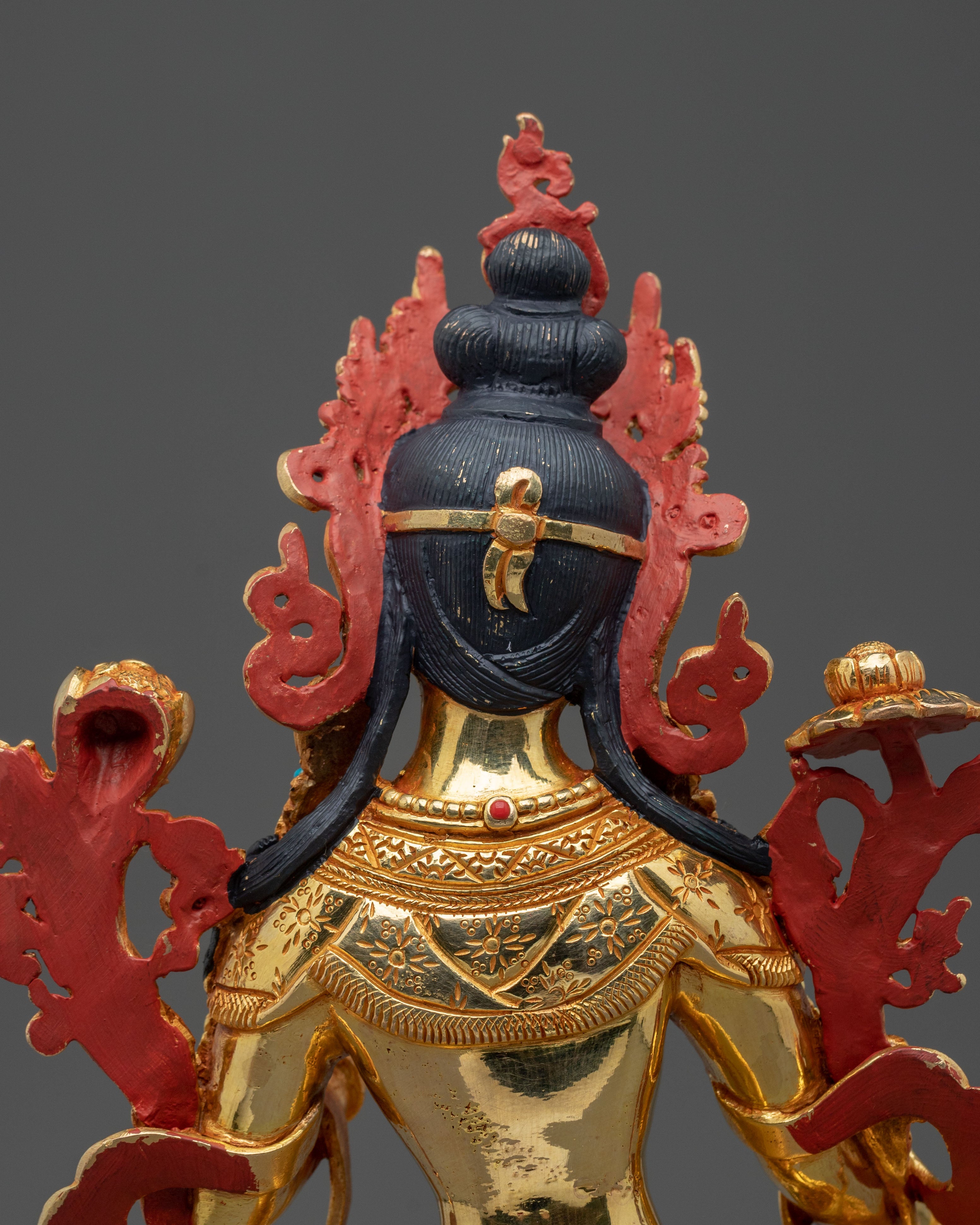 Tibetan White Tara Goddess Sculpture | 24K Gilded Serenity