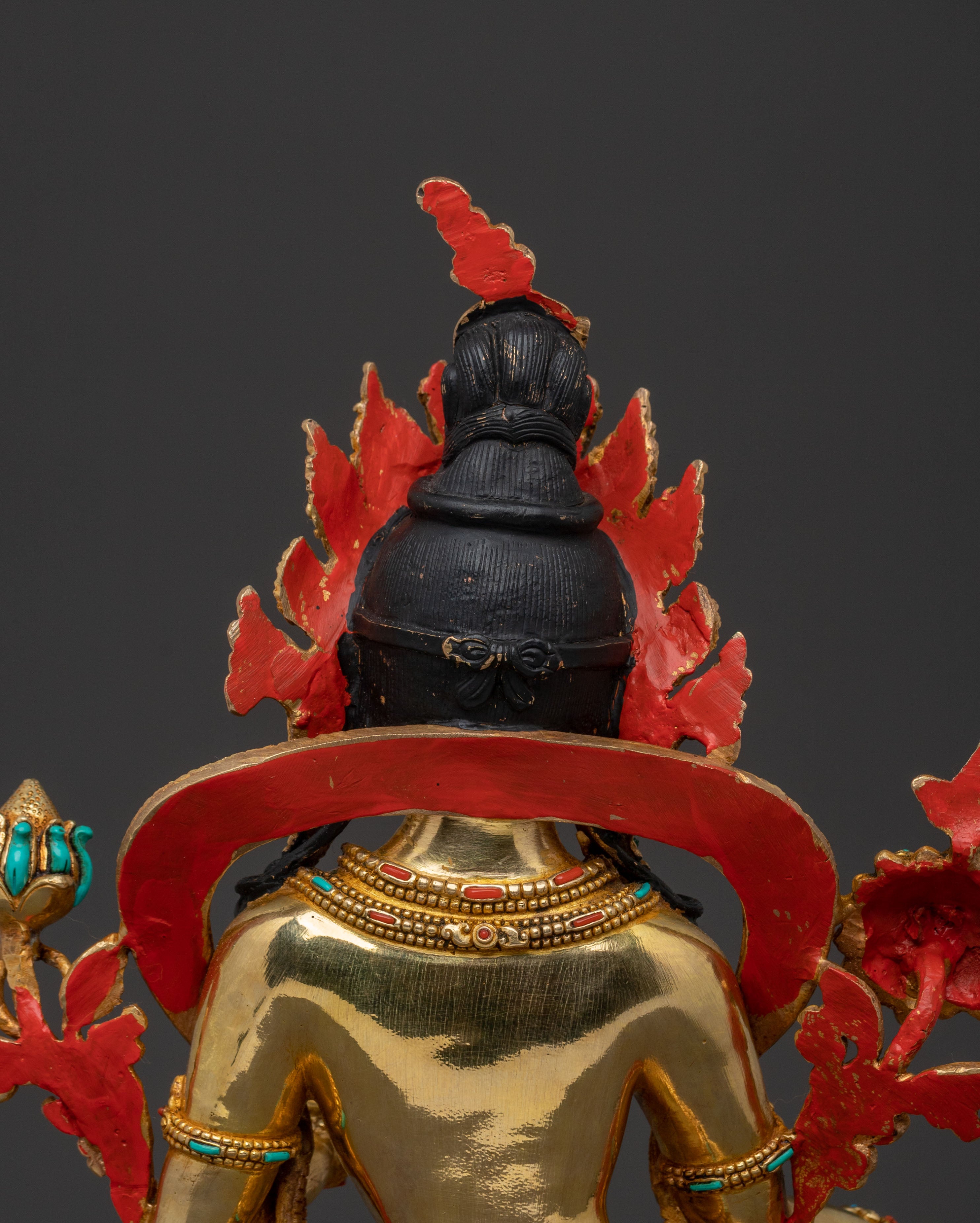 Green Tara Statue for Rituals | 24K Gold Gilded Icon