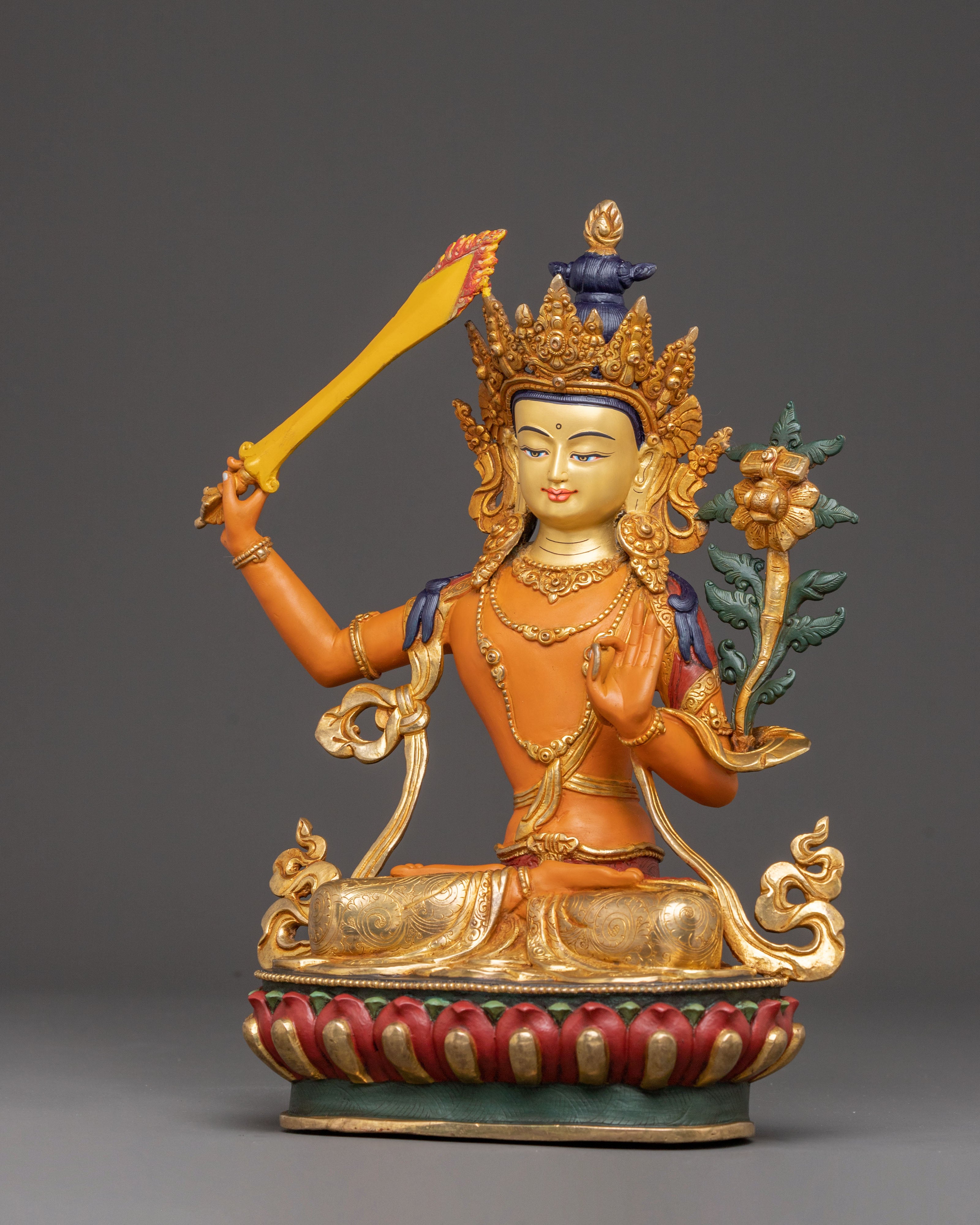 Manjushri Golden Statue of Power and Wisdom | Meditation Deity