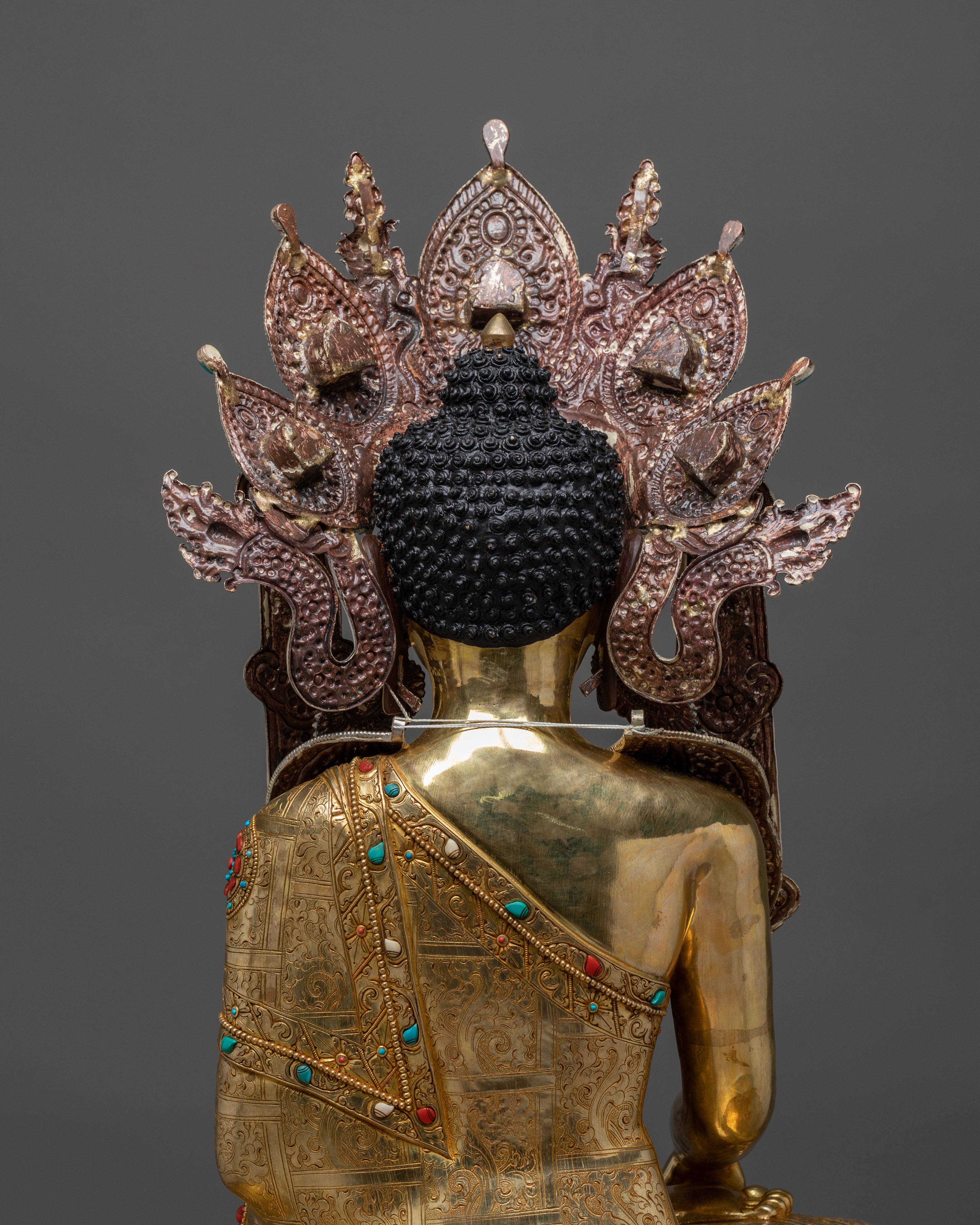 Tathagata Crown Shakyamuni Buddha on Throne Statue