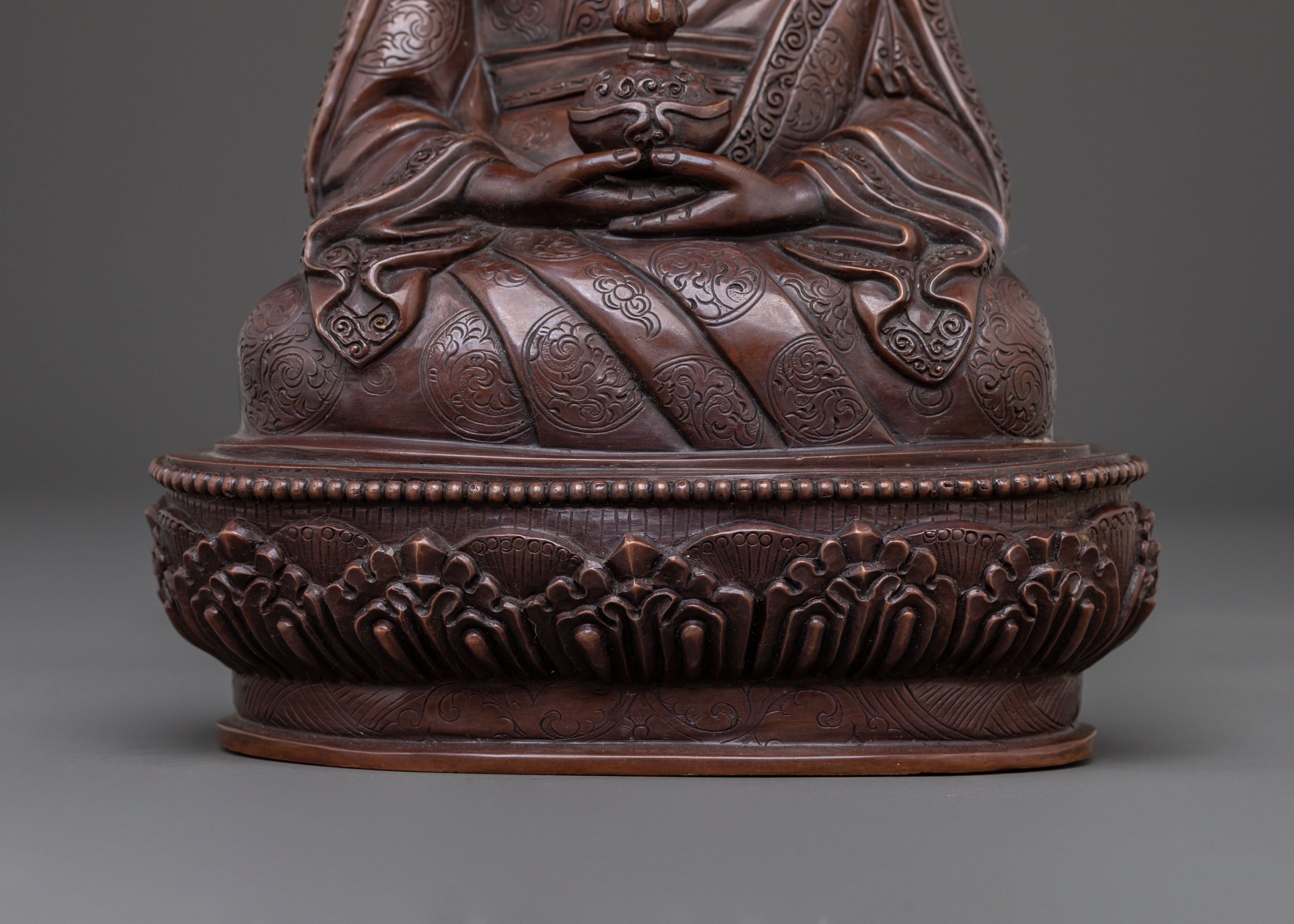 Guru Dewa Chenpo Statue in Oxidized Copper