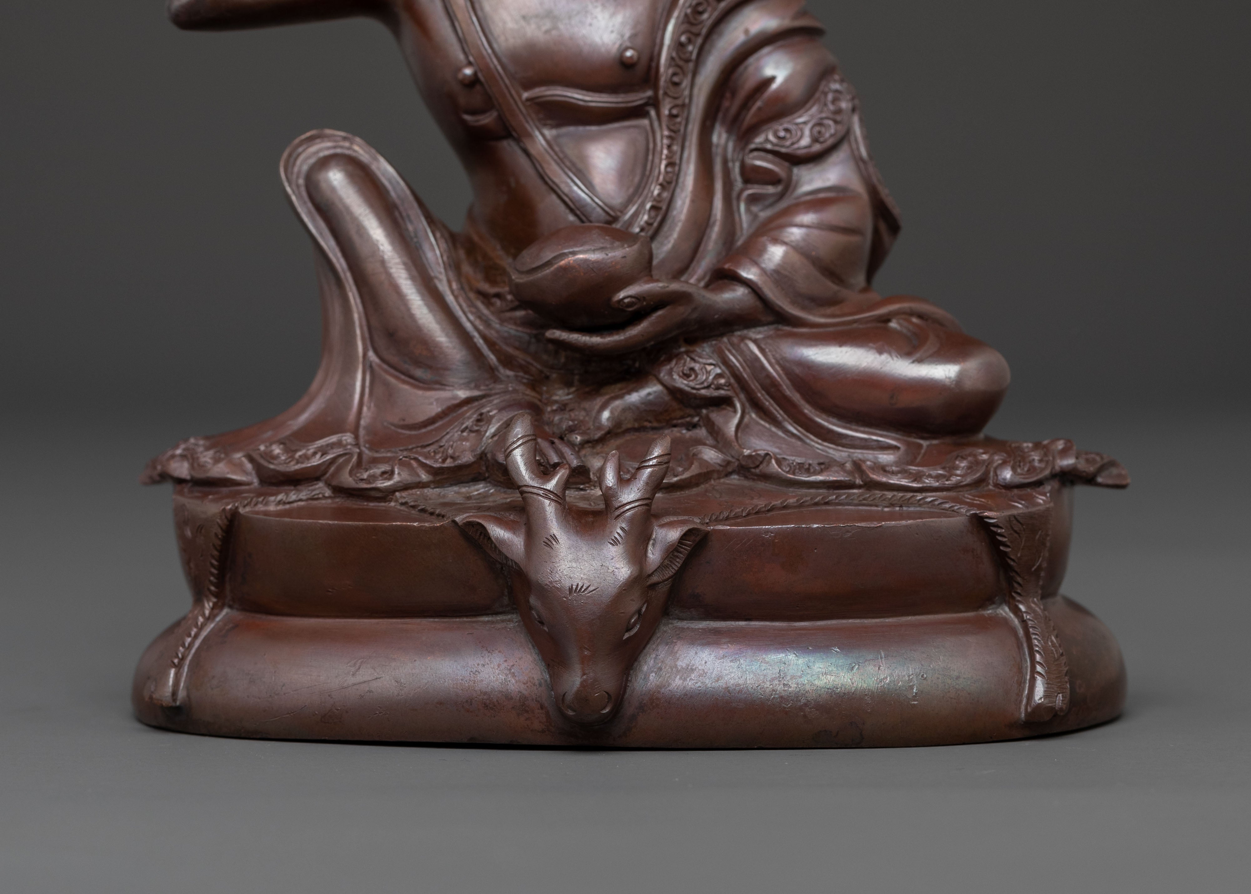 Milarepa Oxidized Copper Sculpture: Serene Sage