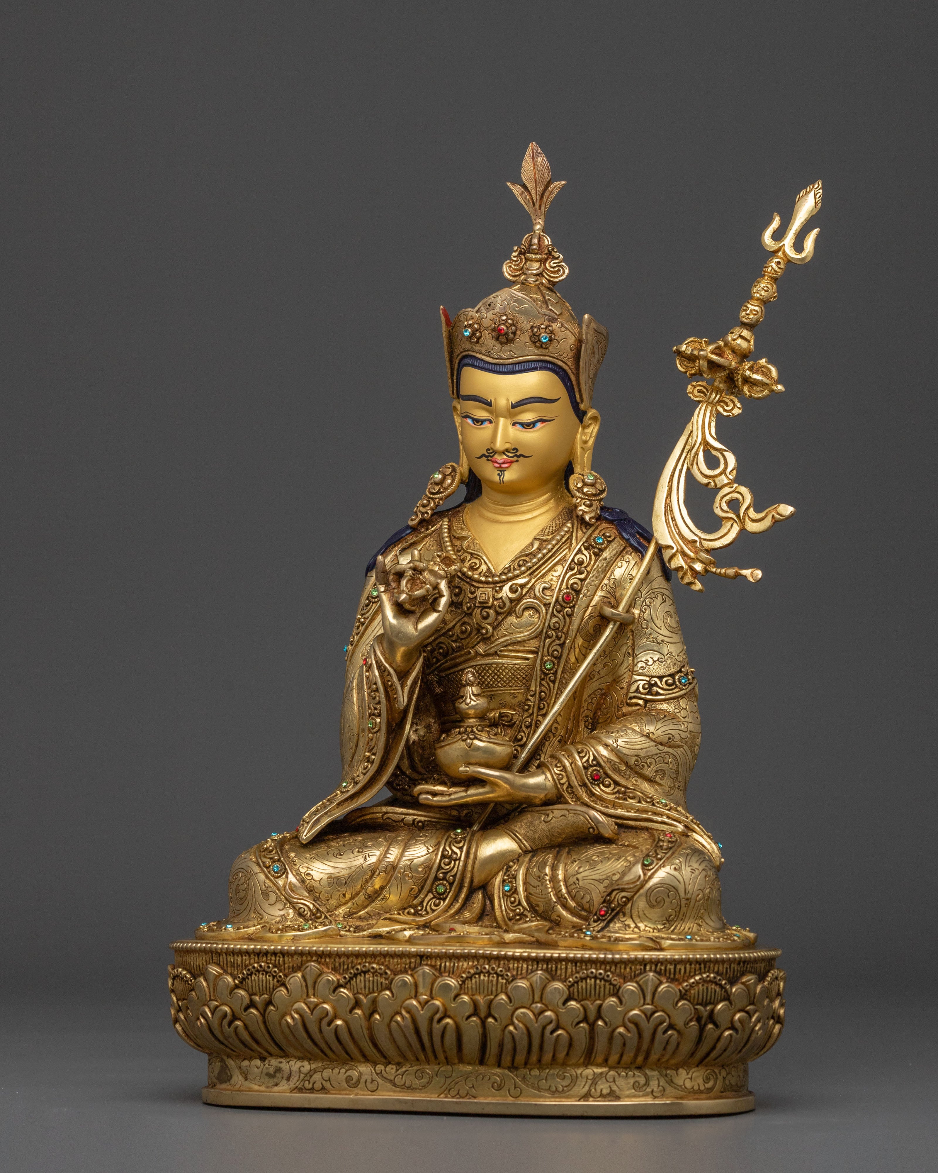 Guru Tsokye Dorje Sacred Sculpture | 24K Gold Gilded Vajrayana Statue