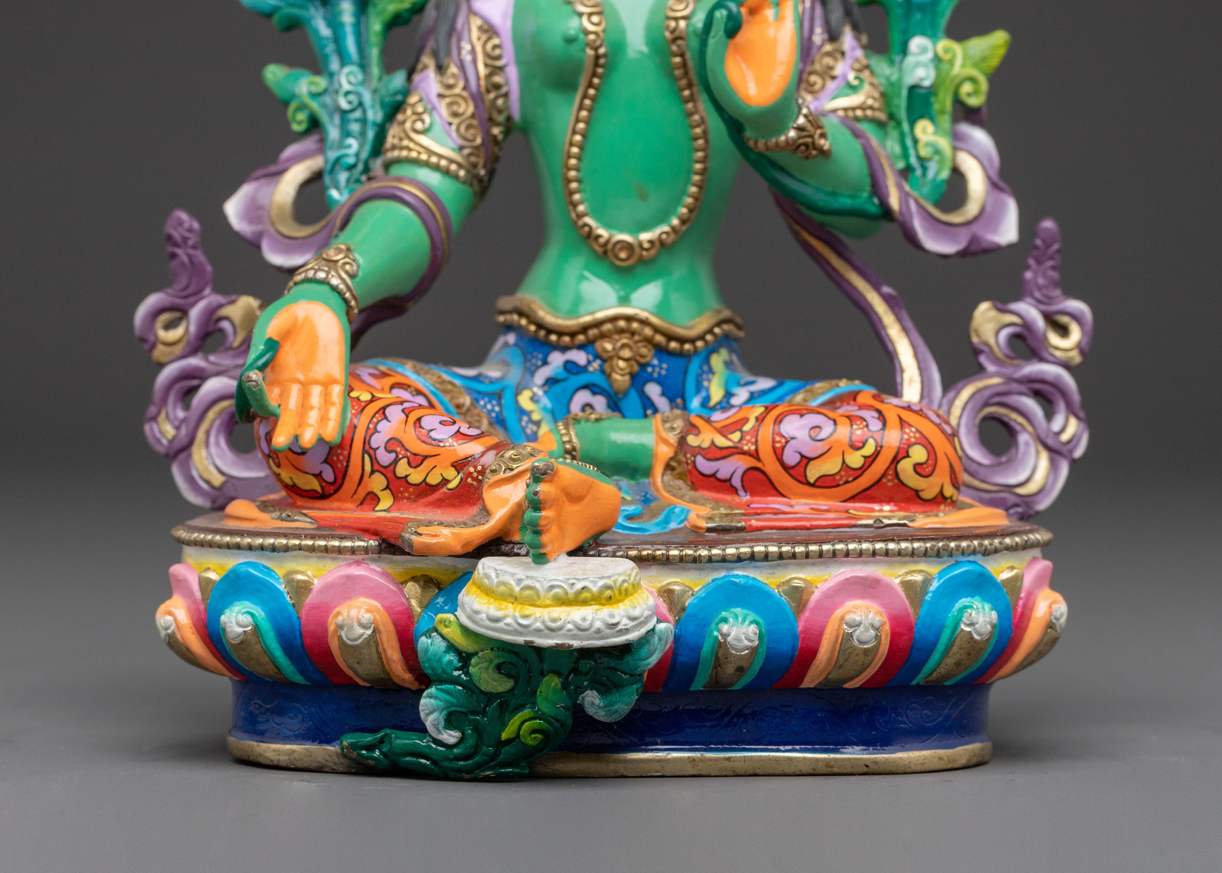 Green Tara Swift Compassion Statue | Hand-Gilded Copper