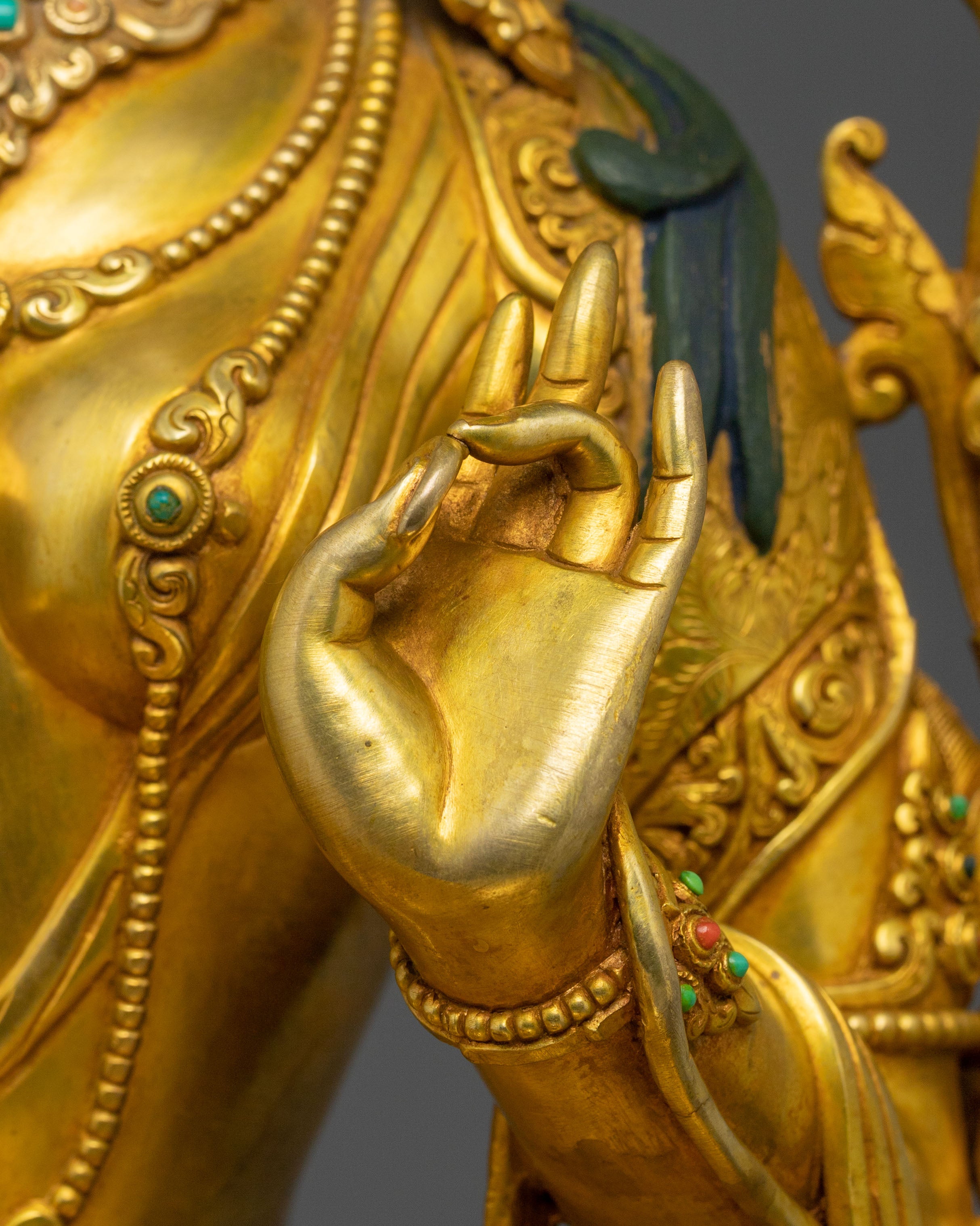 Guardian Green Tara Himalayan Statue | Sacred Meditation Altar Decor