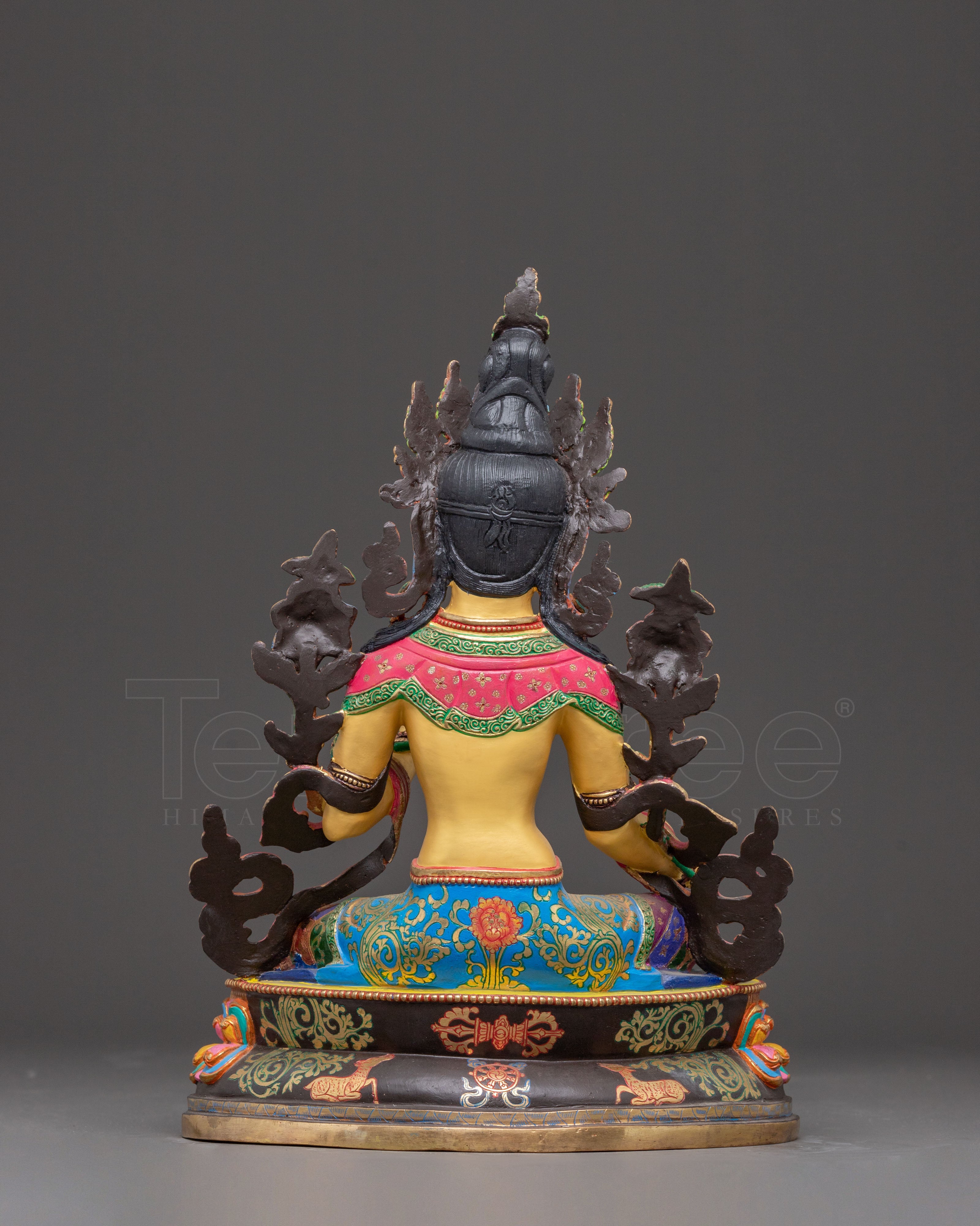 Vibrant Mother Green Tara Statue | 24K Gold Gilded Sculpture