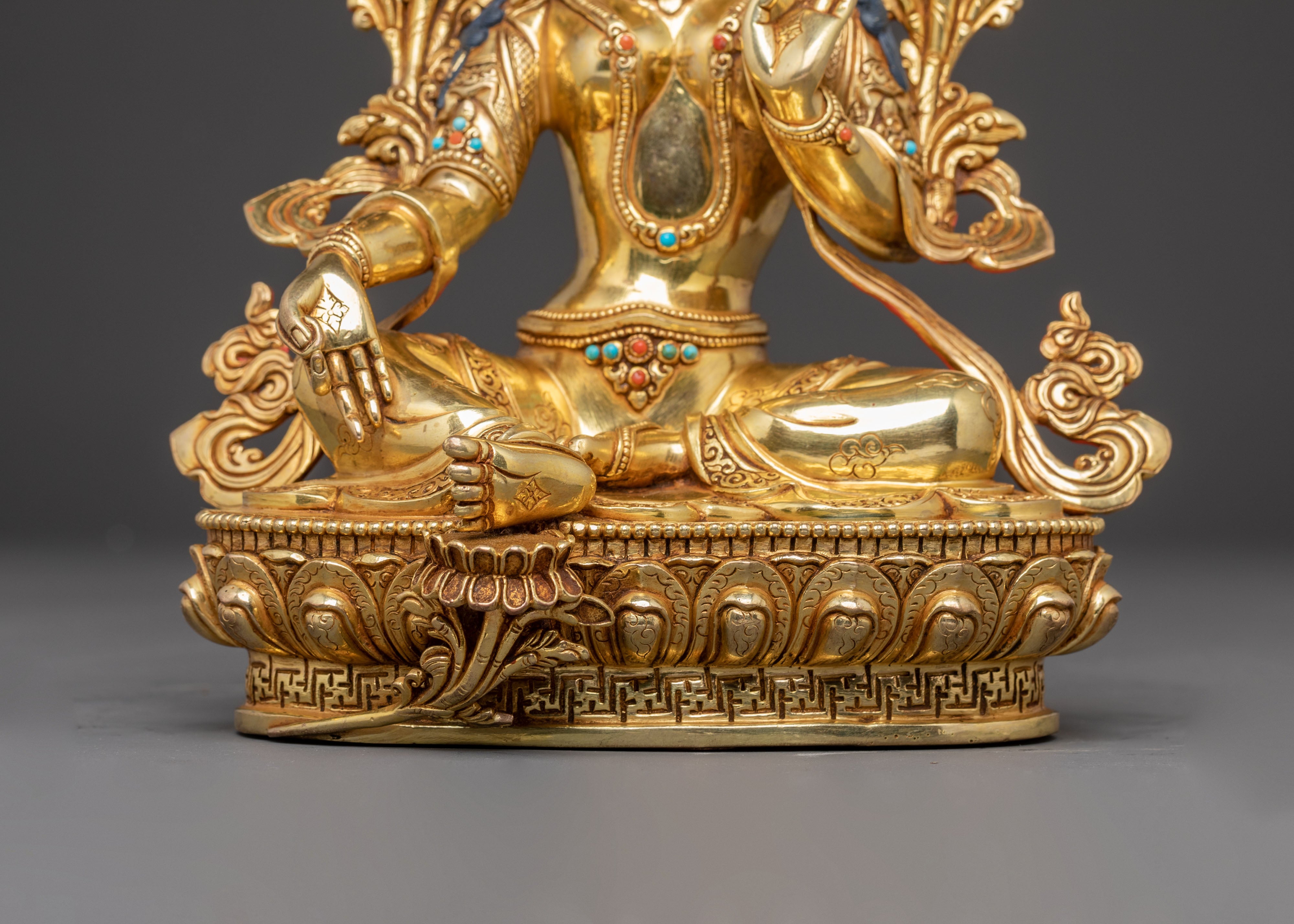 Handcrafted Peaceful Mother Green Tara Statue | Goddess of Compassion