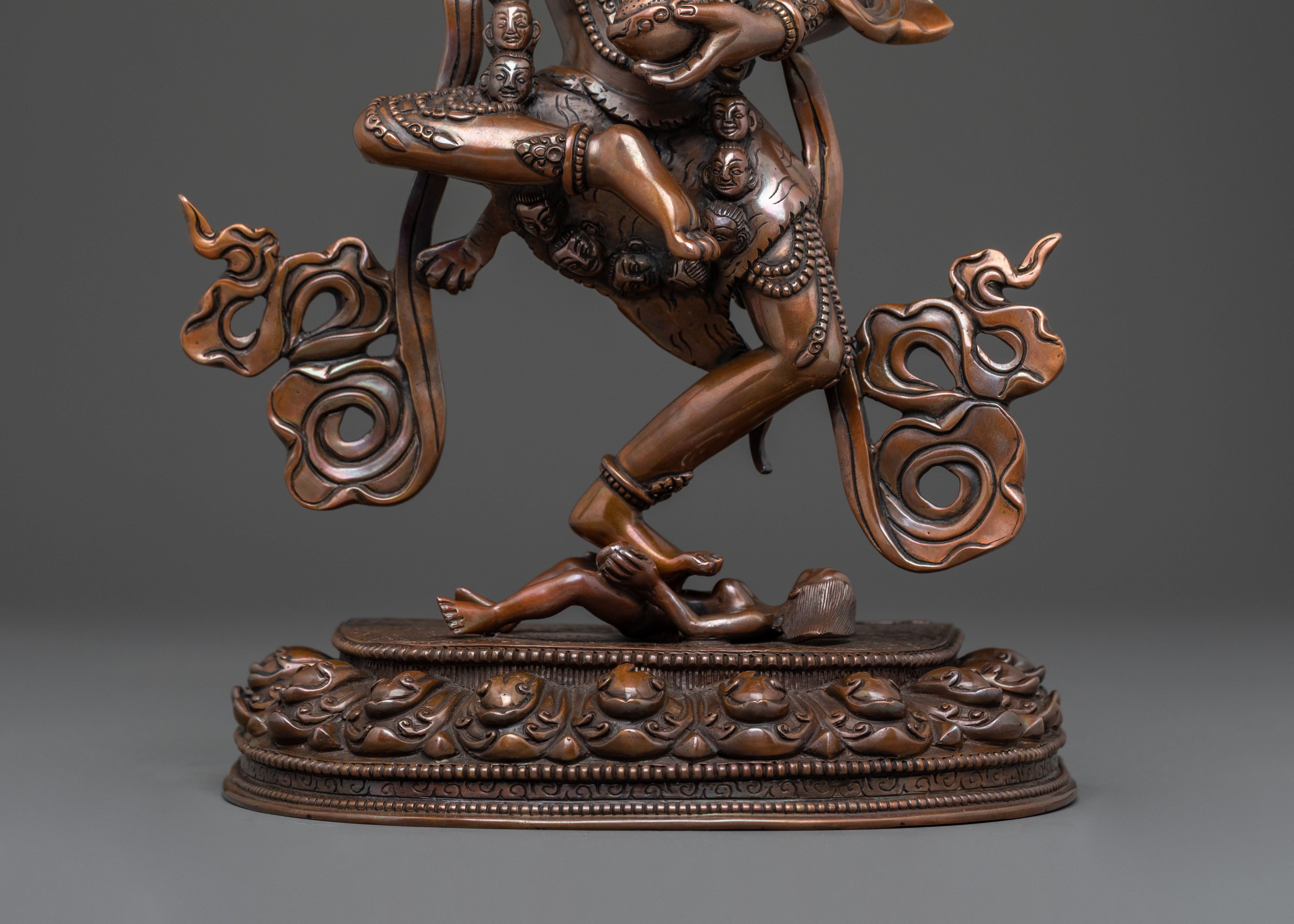 Simhamukha Oxidized Copper Statue: Divine Figurine