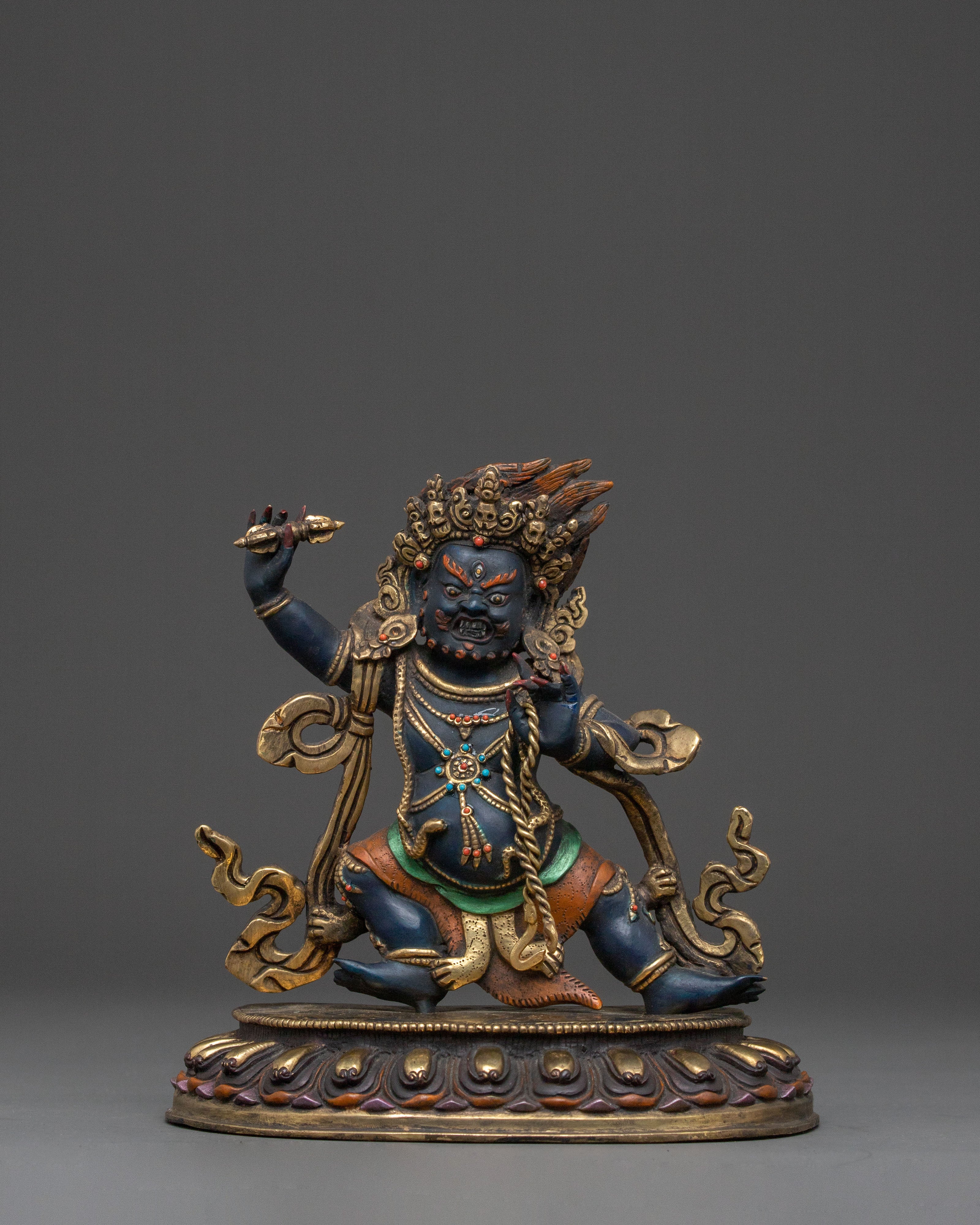Vajrapani Golden Electroplated Statue: Dynamic Protector