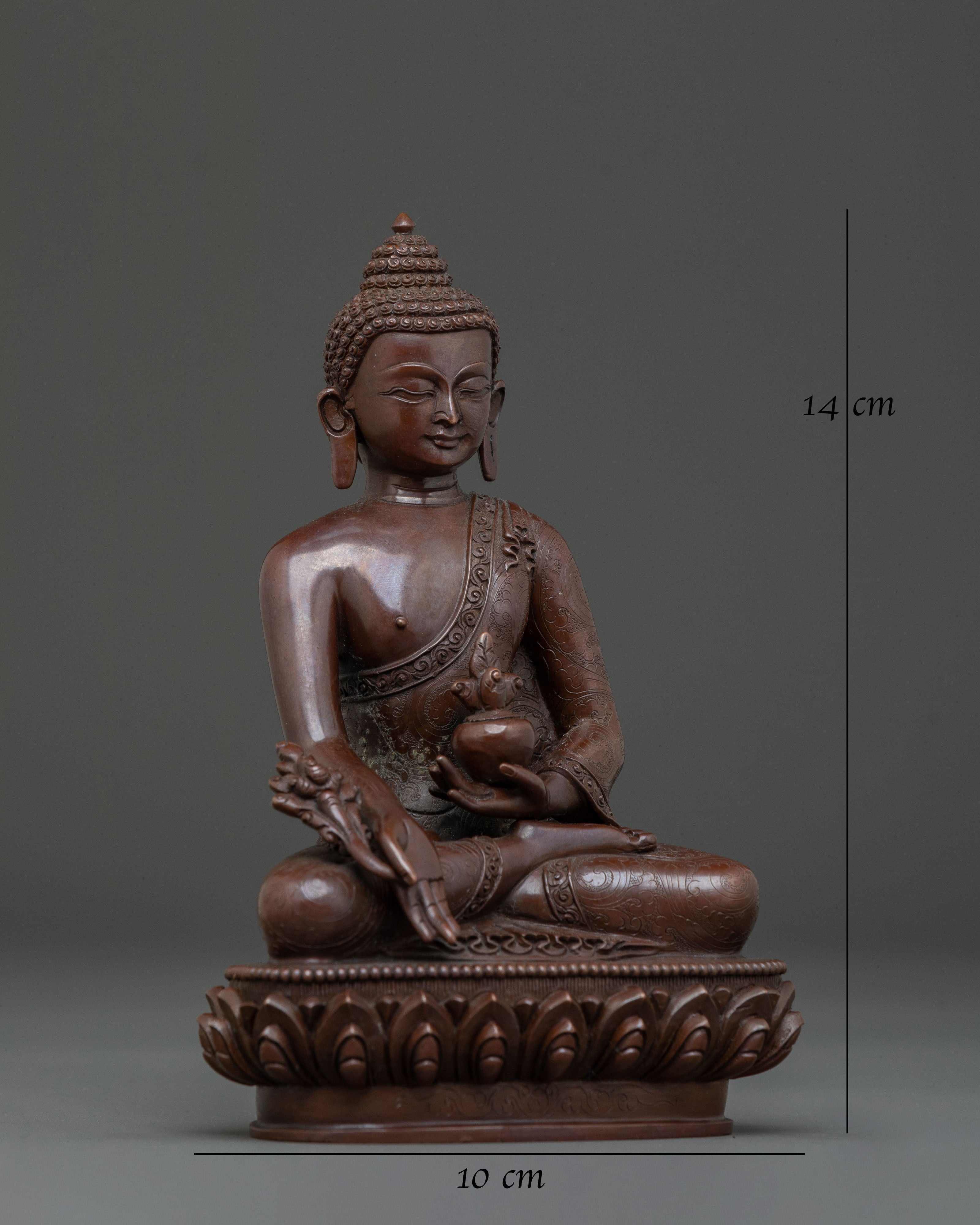 Handmade Medicine Buddha: Oxidized Copper Figurine