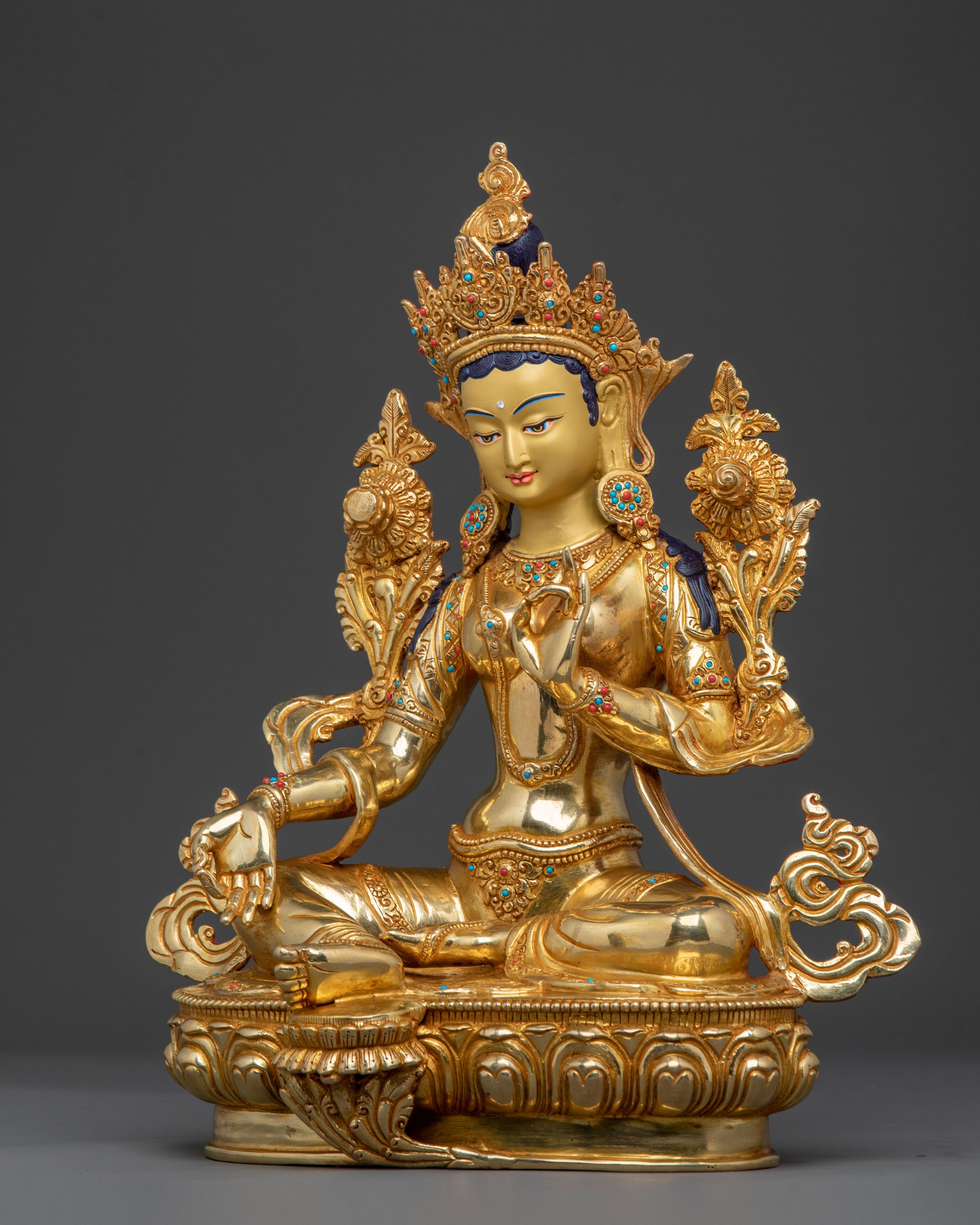 Handcrafted Green Tara Copper Statue | Symbol of Compassion