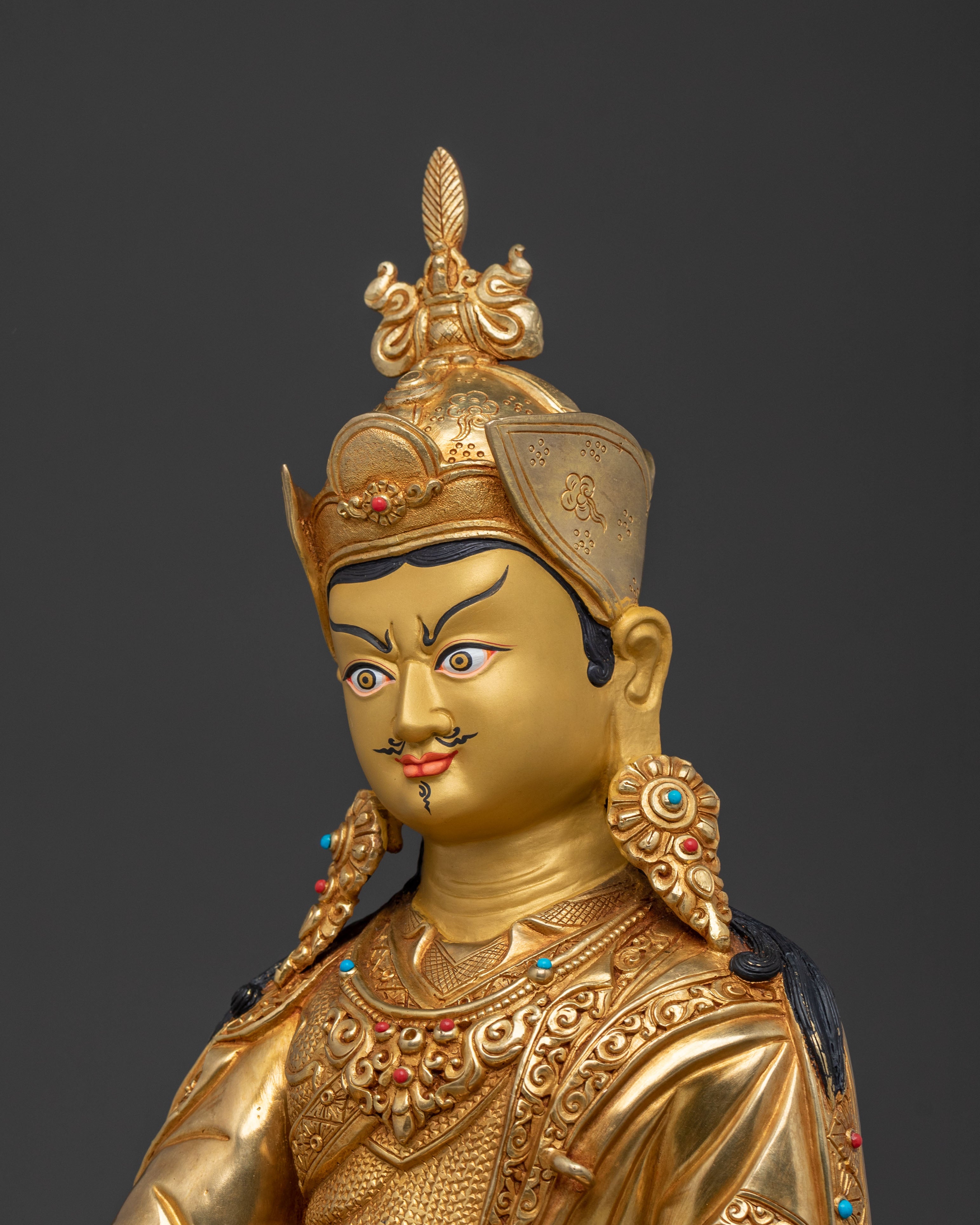 Guru Rinpoche Buddhist Teacher Statue | Tibetan Altar Decor