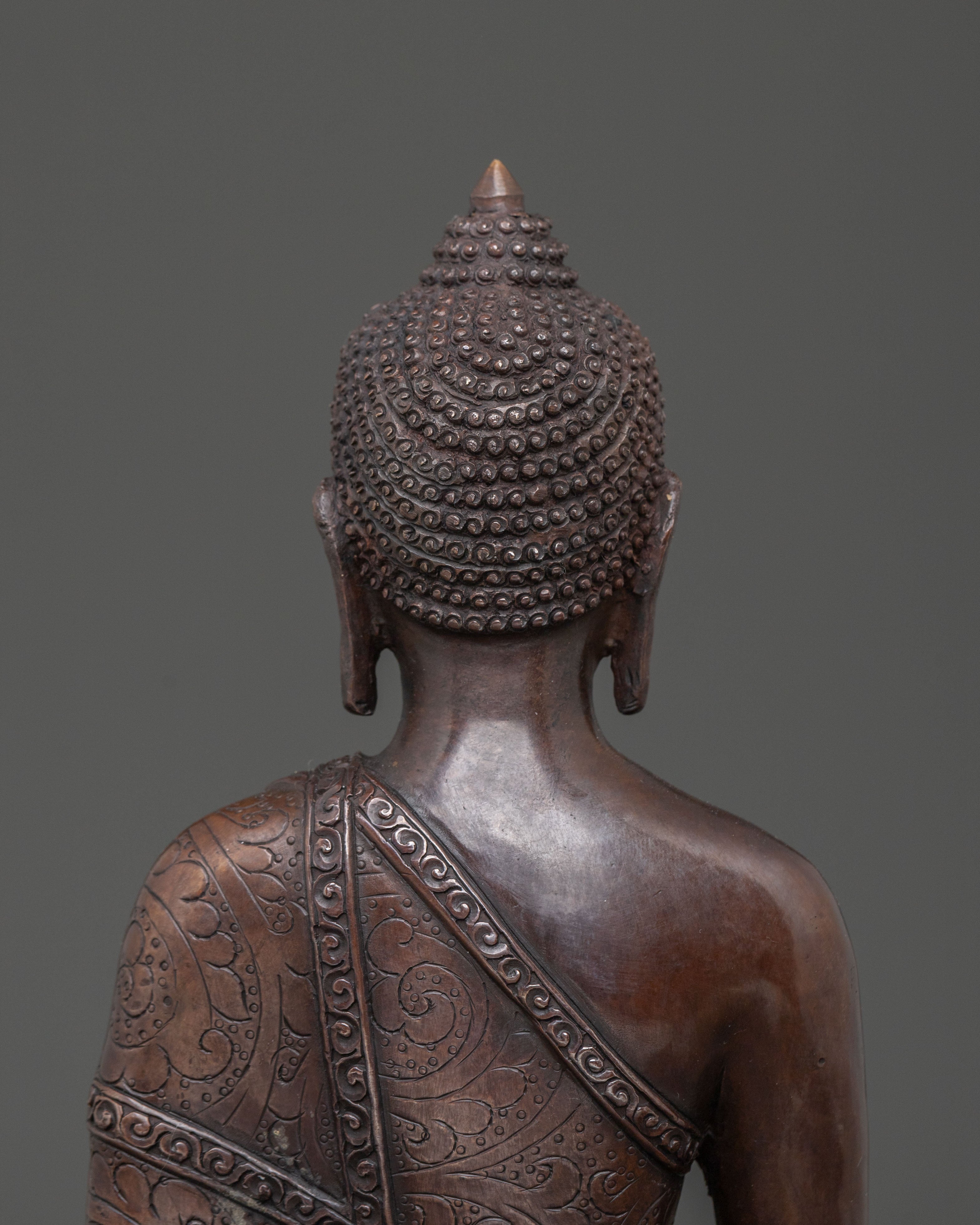 Gautama Buddha Meditation Altar Statue in Oxidized Copper